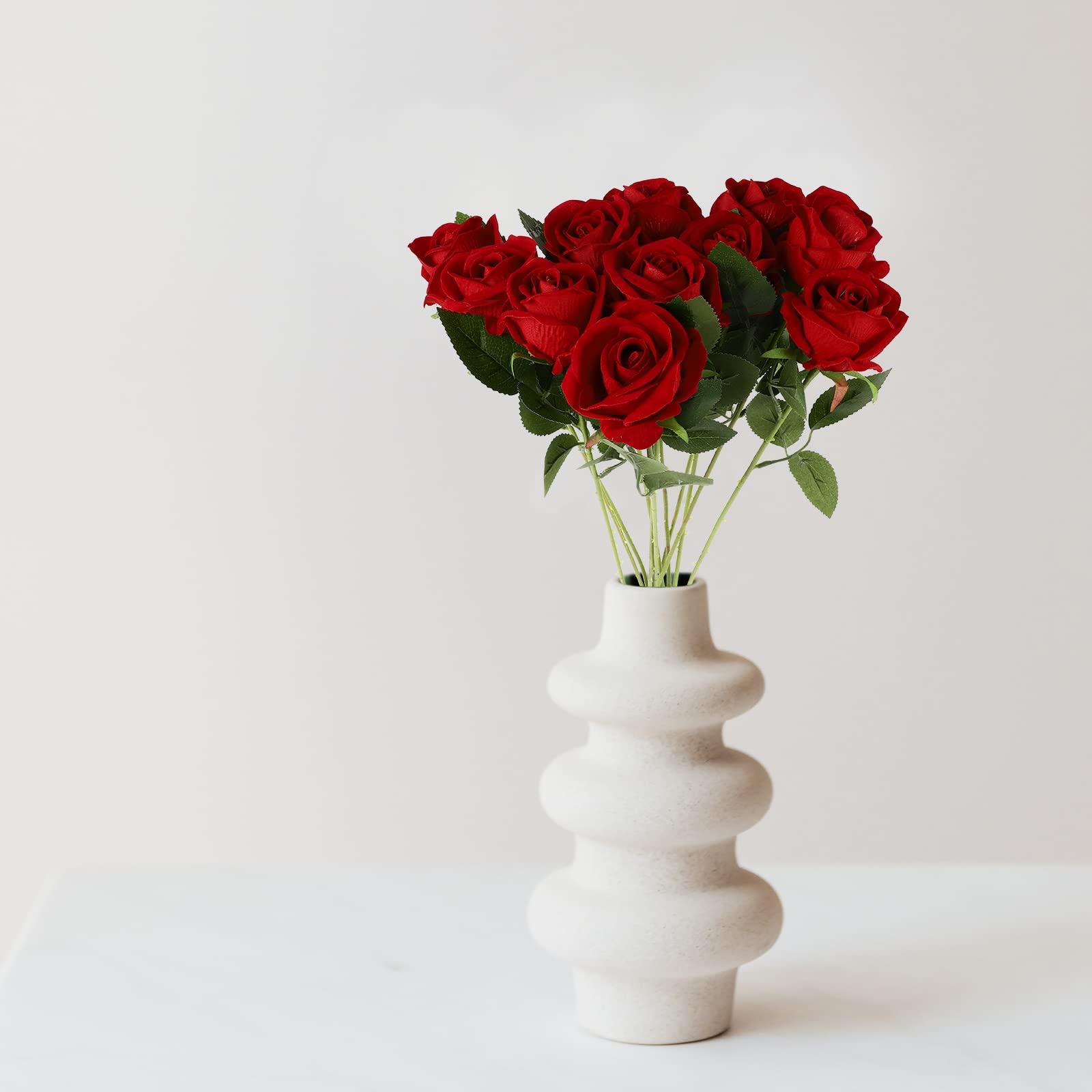 LUOZZY 11Pcs Artificial Red Rose Flowers with Stems - Fake Silk Rose Bouquet for Wedding Centerpieces, Bridal Shower, Home & Office Decor - Perfect for Table Arrangements, Party Decorations and Gift Giving