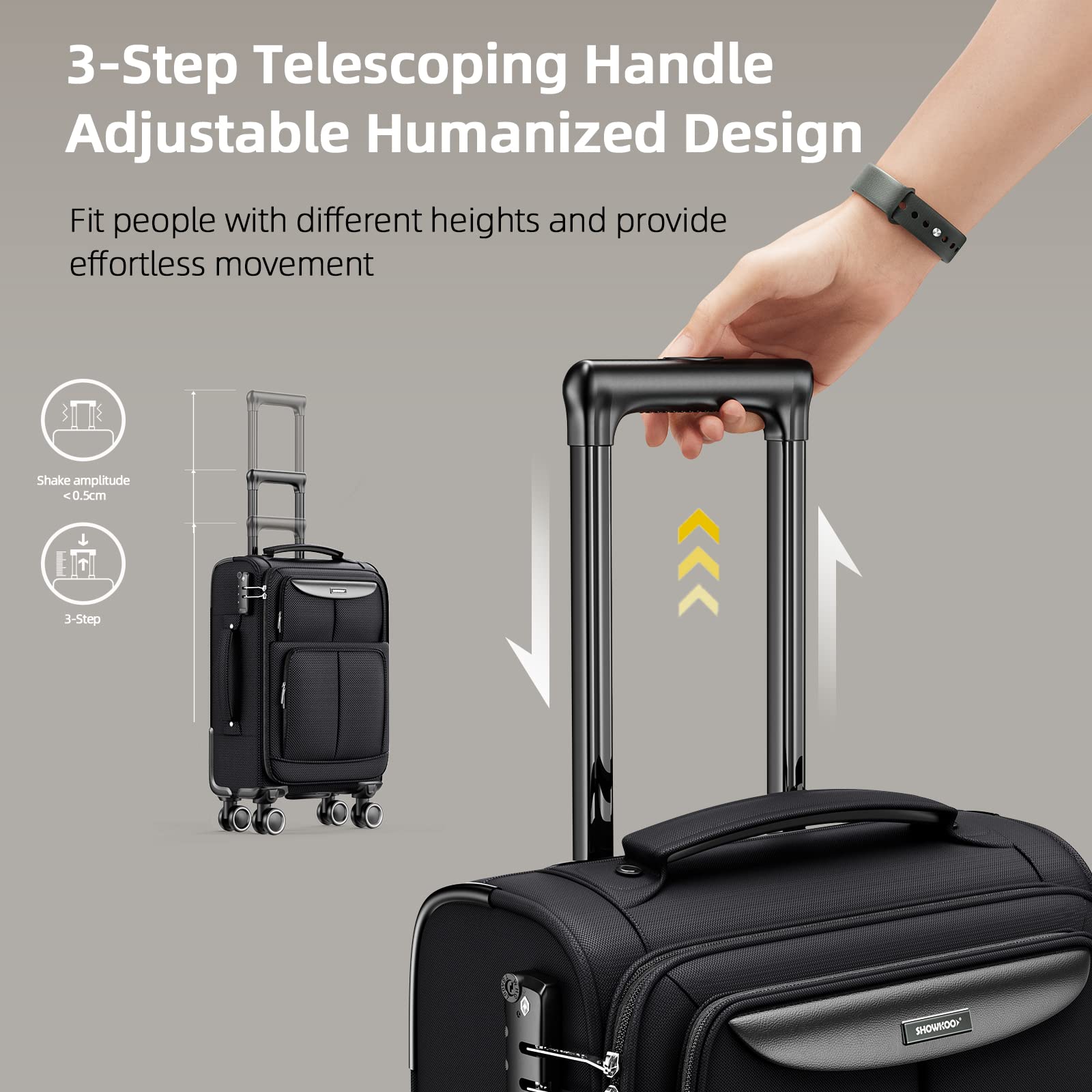 SHOWKOO 3-Piece Expandable Softside Luggage Set - Lightweight Durable Suitcases with Double Spinner Wheels & TSA Lock (20in, 24in, 28in) Black - Perfect for Air Travel, Business Trips & Family Vacations