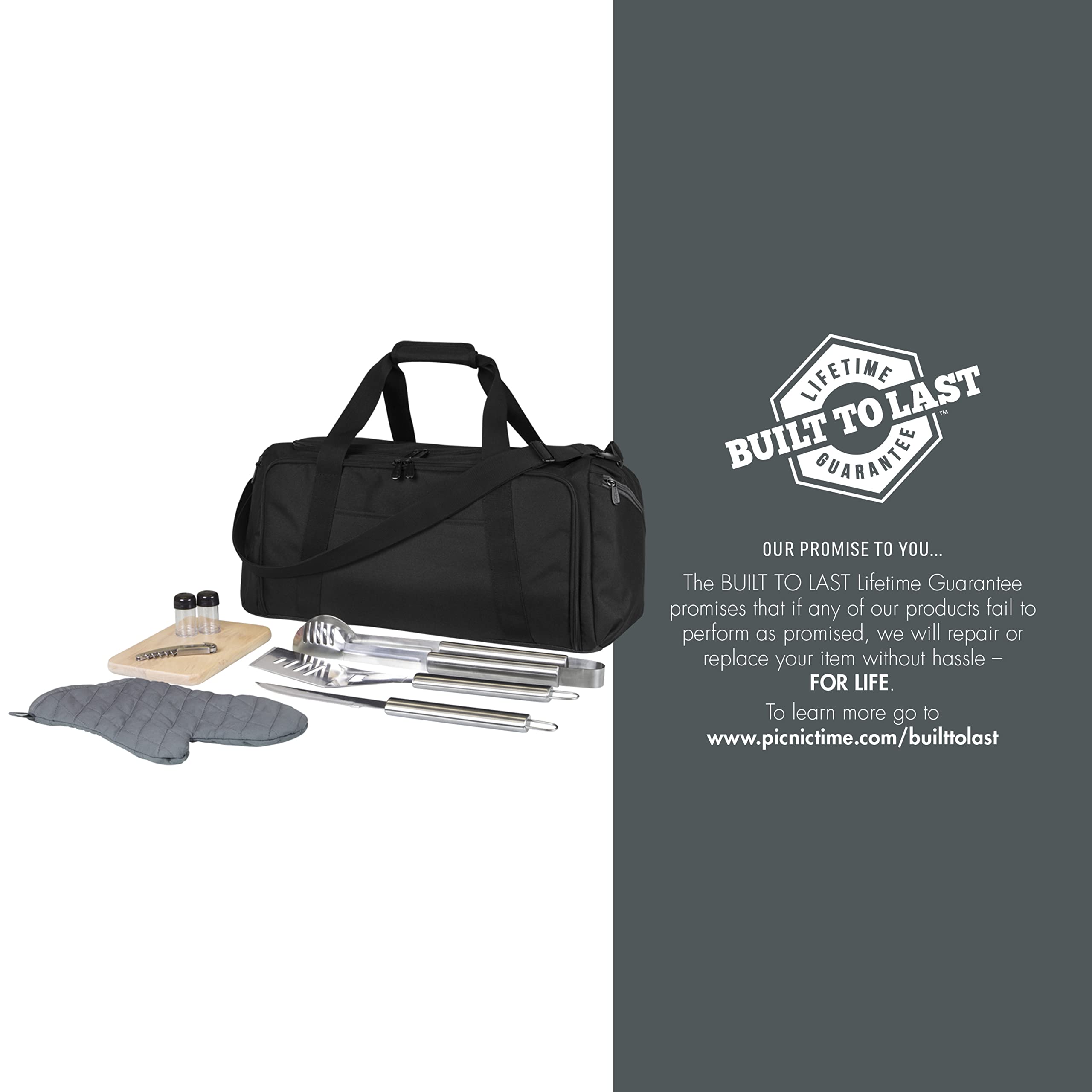 PICNIC TIME NCAA BBQ Kit Cooler Tote with Grill Tools & Accessories - Portable Outdoor Cooking Set for Tailgating, Camping, Beach Parties & Picnics