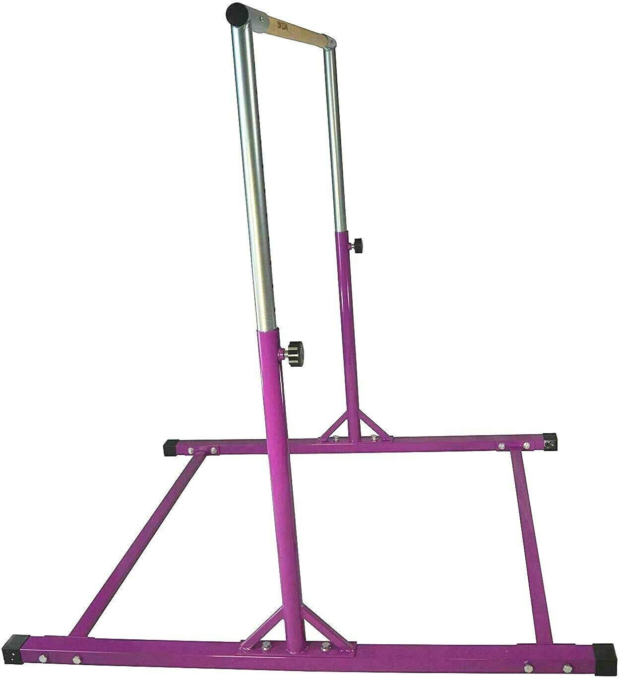 Professional Adjustable Kip Bar Jungle Gym - 3 to 5 FT Height Expandable Horizontal Gymnastics Bar for Junior Training (Purple) - Perfect for Home Gyms, Backyard Play & Kids Fitness Development