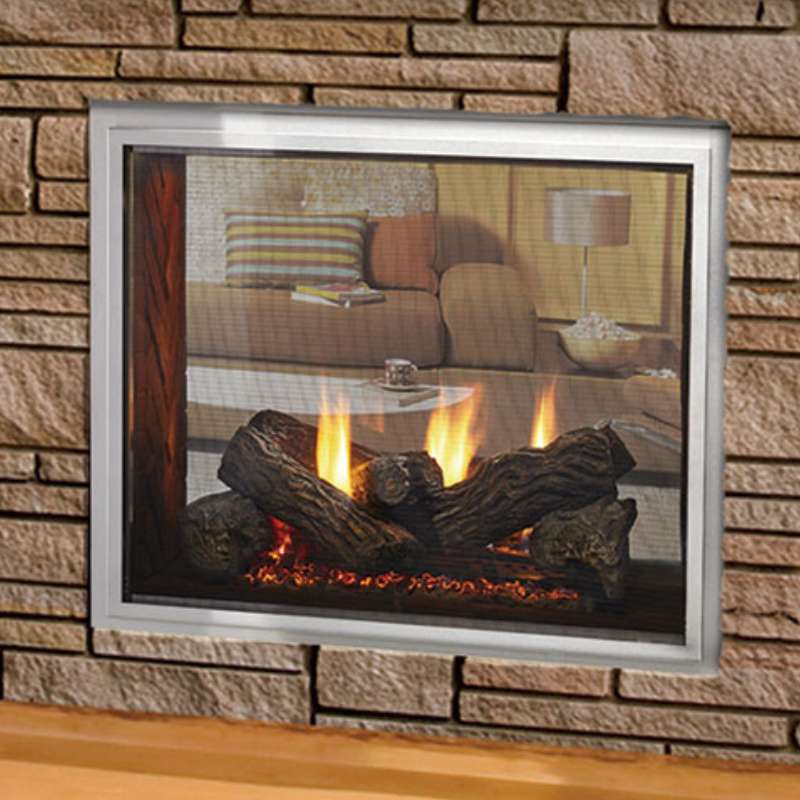 36 Inch Majestic Fortress Vent-Free Gas Fireplace - Indoor/Outdoor See-Through Design for Living Room, Patio & Deck Heating