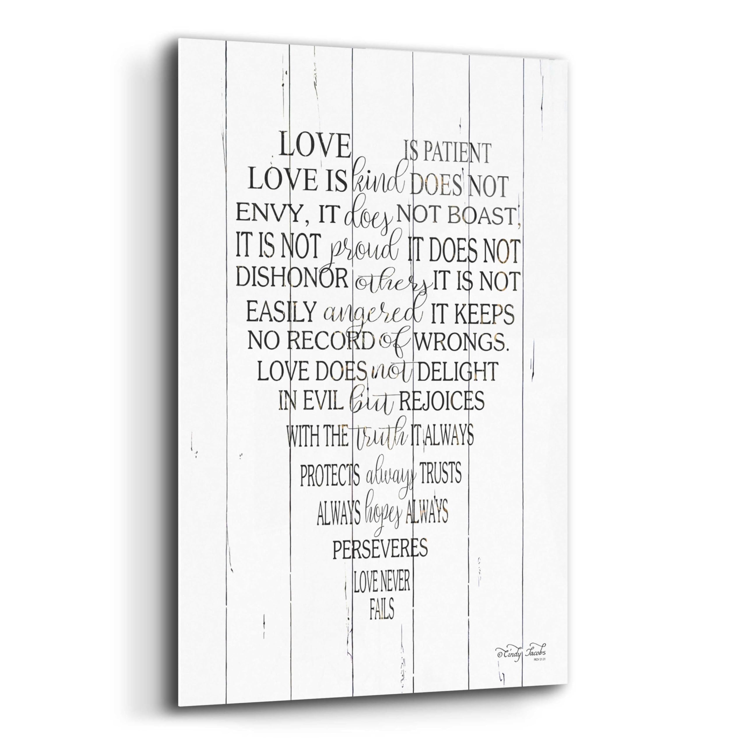 Love is Patient II by Cindy Jacobs - 16x24 Inch Acrylic Glass Wall Art Painting, Modern Christian Home Decor for Living Room, Bedroom & Office