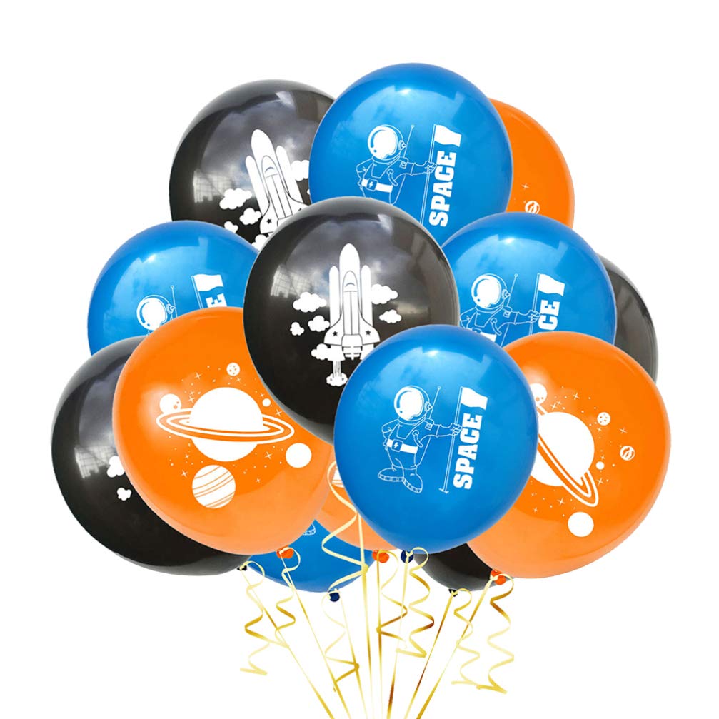 TOYANDONA 15pcs Space Themed Birthday Party Decorations - Rocket & Astronaut Latex Balloons, Confetti Balloons, Photo Backdrop Props for Kids Space Party, Baby Shower, Gender Reveal, Cosmic Theme Celebration