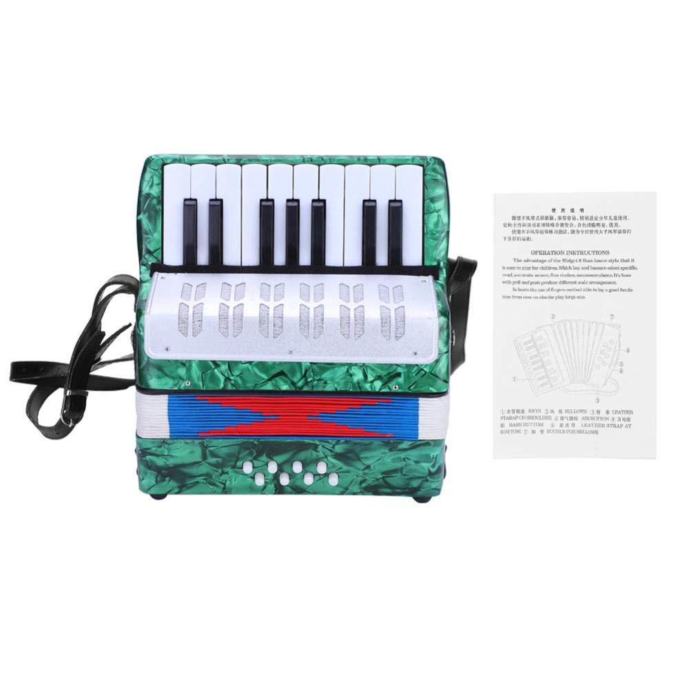 17 Key 8 Bass Button Focket Piano Accordion - Lightweight Handheld Concertina for Beginners | Educational Music Instrument with Manual | Perfect for Kids, Students & Solo/Ensemble Practice | Green (Ideal for Music Classes, Home Practice & Performances)