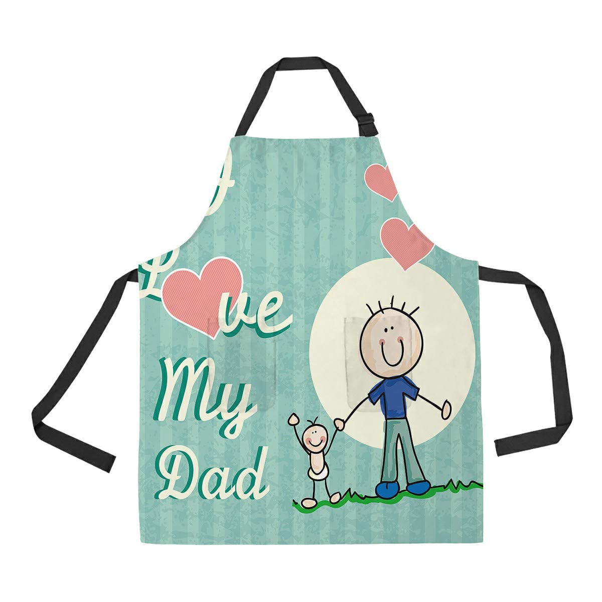 ABPHQTO Fathers Day Apron - Adjustable Cooking Baking Gardening Apron for Women & Men with Pockets - Perfect for BBQ, Grilling, Home Kitchen & DIY Projects