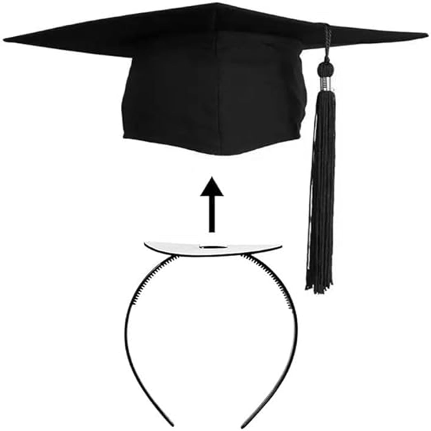 Black Graduation Cap Headband - Secure Graduation Hat Accessory for Women & Men (Graduation Cap Not Included) - Perfect for Commencement Ceremonies, Photo Shoots & Graduation Parties