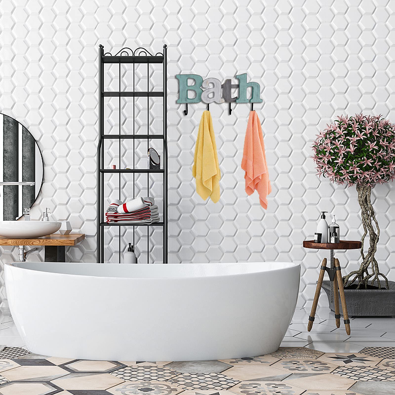 Rustic Wood Home Sign Wall Decor - Hanging Wooden Letters for Bathroom & Living Room