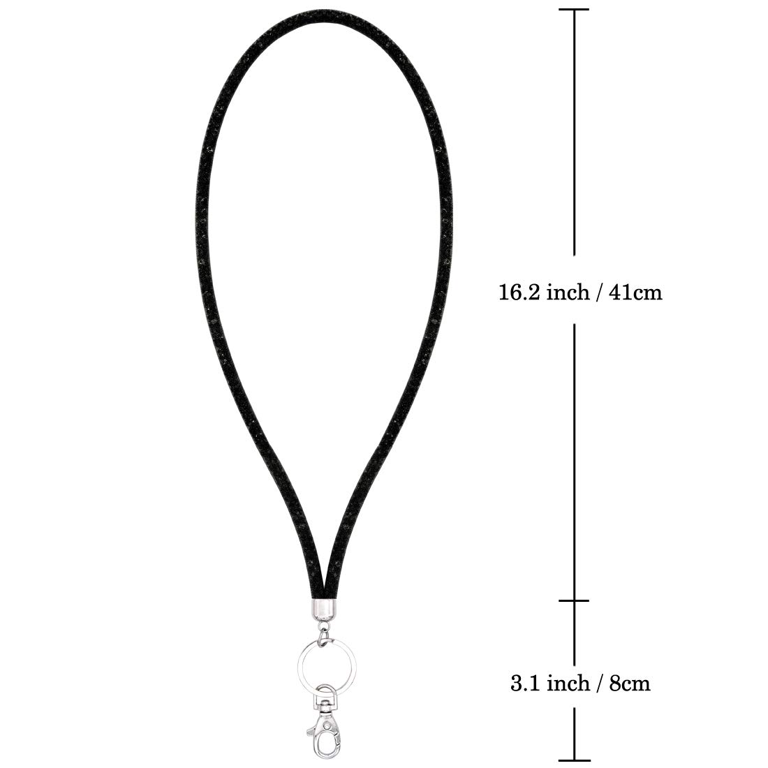 3 Pack Bling Lanyards for ID Badge & Keys - Women's Necklace Style (Black/Blue/Purple) for Work & Events