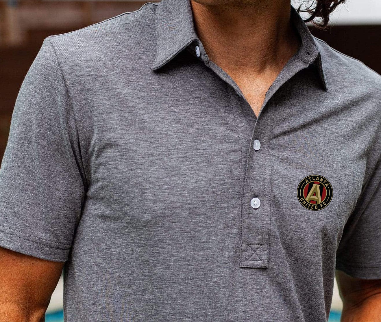 Atlanta United Performance Range Polo with Badge - Heather Gray | Breathable & Comfortable Soccer Jersey for Fans & Players | Perfect for Games, Training & Casual Wear