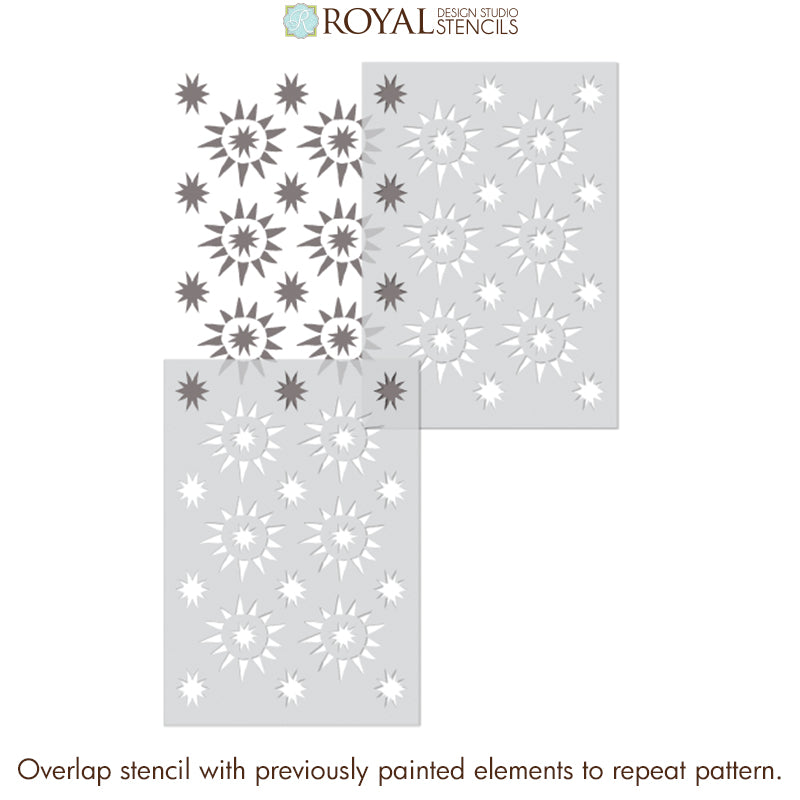 Starburst Tile Allover Stencil - Reusable DIY Wall & Floor Stencil for Home Decor, Bathroom, Kitchen Backsplash - Perfect for Painting Patterns on Tile, Wood, Concrete