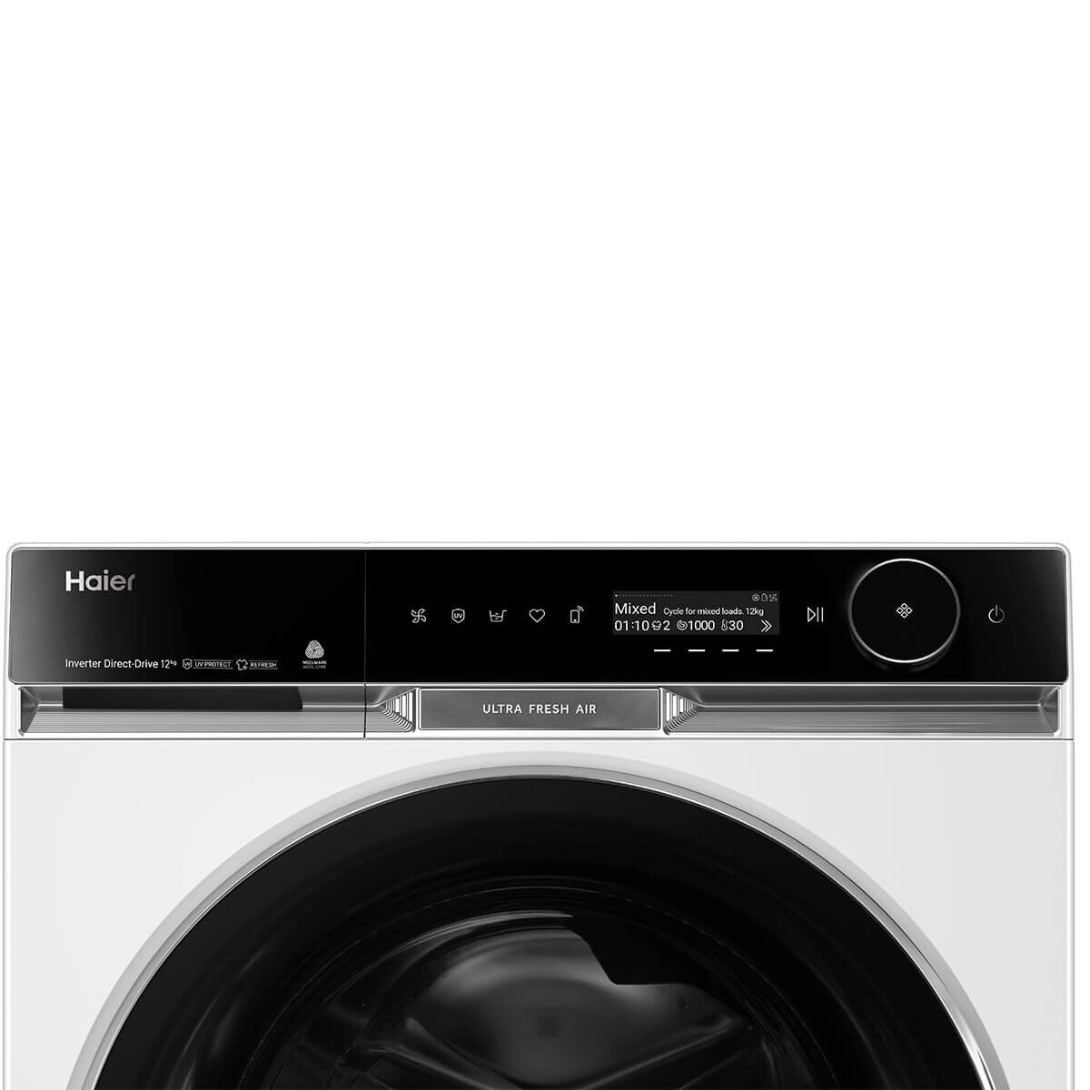 Haier 600 Series 12kg Front Load Washing Machine with UV Protection - Energy Efficient, Quiet Operation - Perfect for Large Families & Laundry Rooms (Model HWF12PXW1)