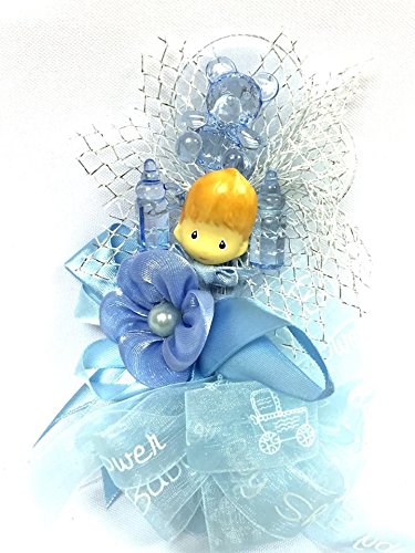 Blue Acrylic Baby Shower Bottles & Corsage Favors for Baby Boy - Perfect for Newborn Celebrations, Gender Reveal Parties, and First Birthday Decorations