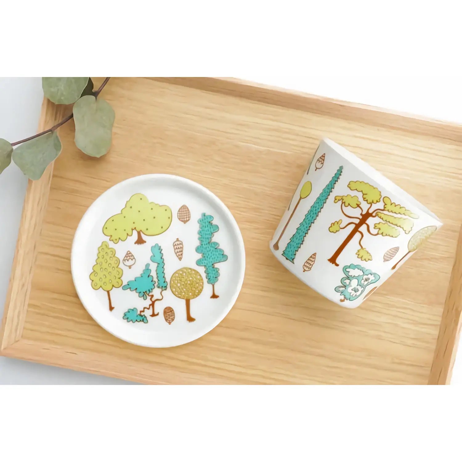 Premium Harekutani Porcelain Coasters Set - Elegant Forest Design, Absorbent & Durable for Hot/Cold Drinks - Perfect for Home, Office, or Gift Giving