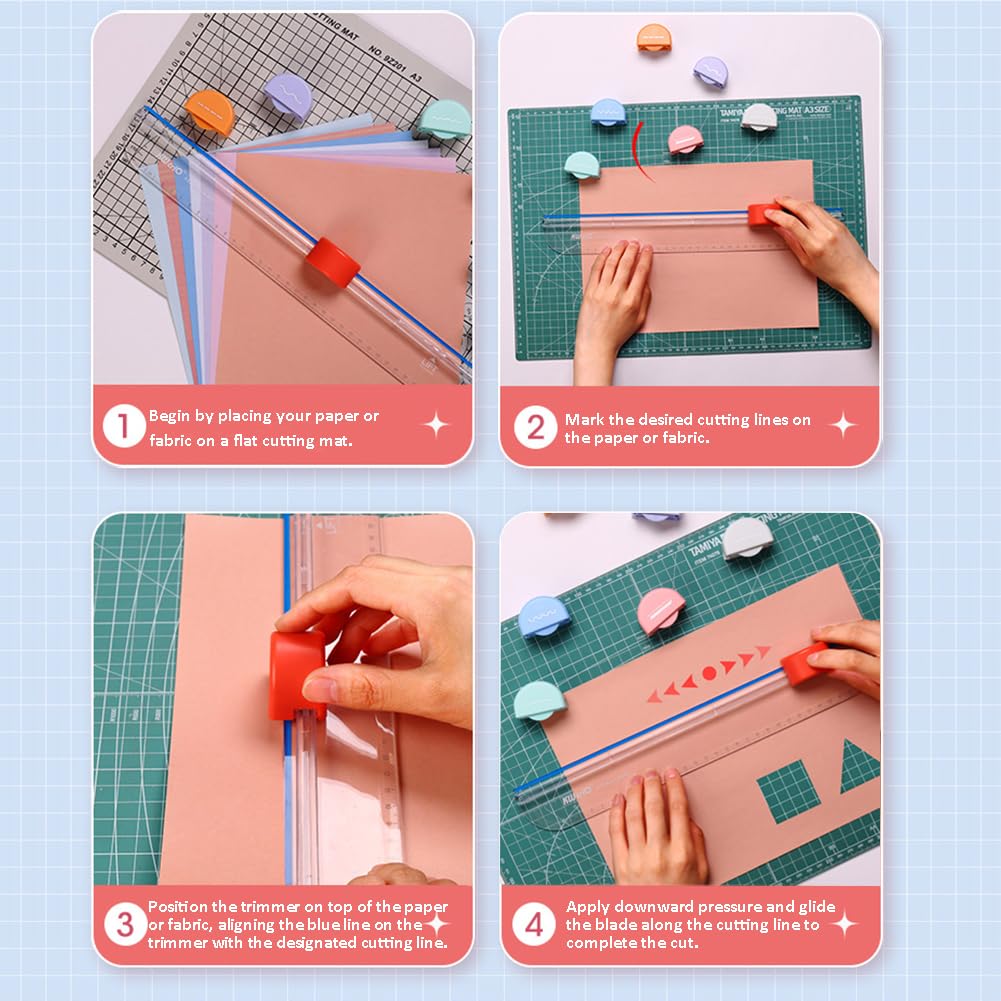 12 Inch Paper Cutter Trimmer - Ultra-Light Wrapping Paper & Fabric Cutting Tool with Straight Blade for Scrapbooking, Crafting & Gift Wrapping (Transparent/Red) | Perfect for DIY Projects, Office Use & Home Crafts