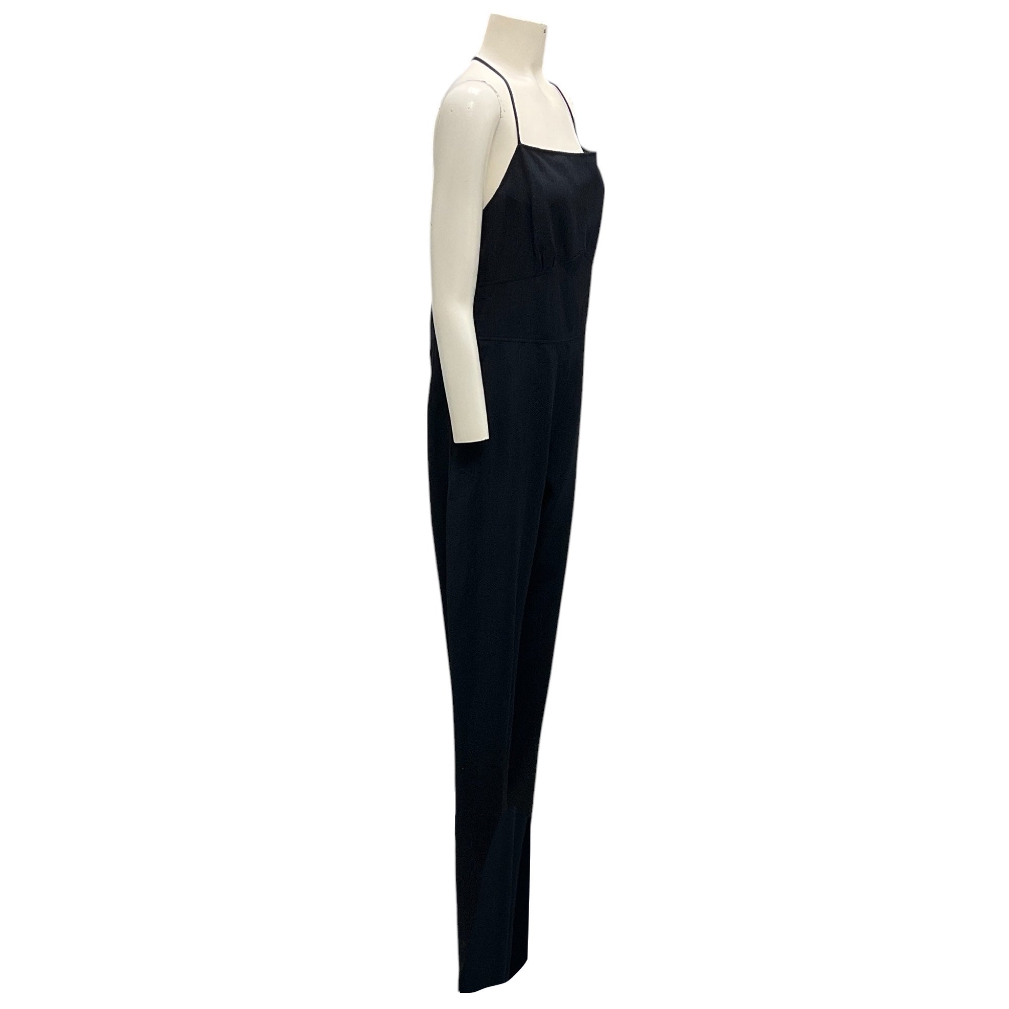 Agnona Navy Blue Sleeveless Wool & Linen Jumpsuit for Women - Summer Office Wear & Casual Outfits
