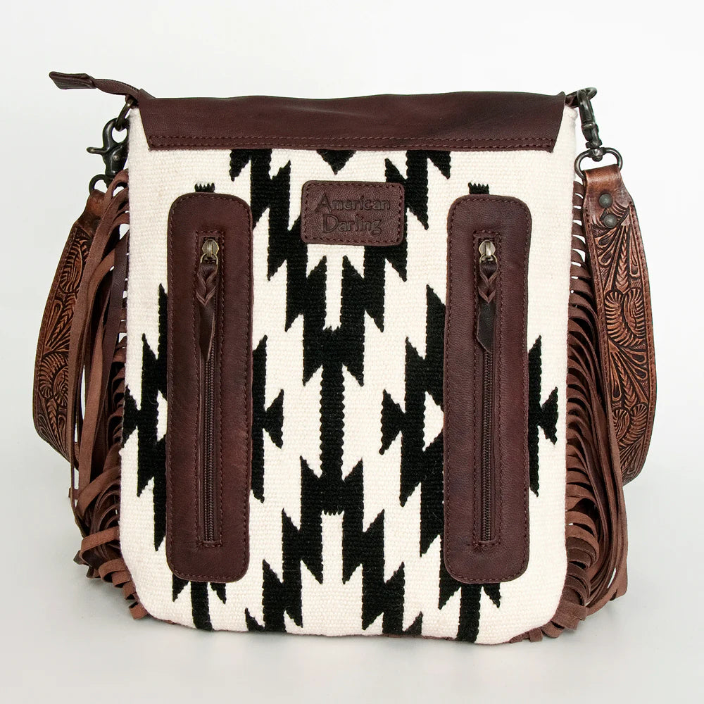 American Darling Conceal Carry Crossbody Bag - Black & White Aztec Print Design for Women | Perfect for Everyday Use, Travel & Shopping
