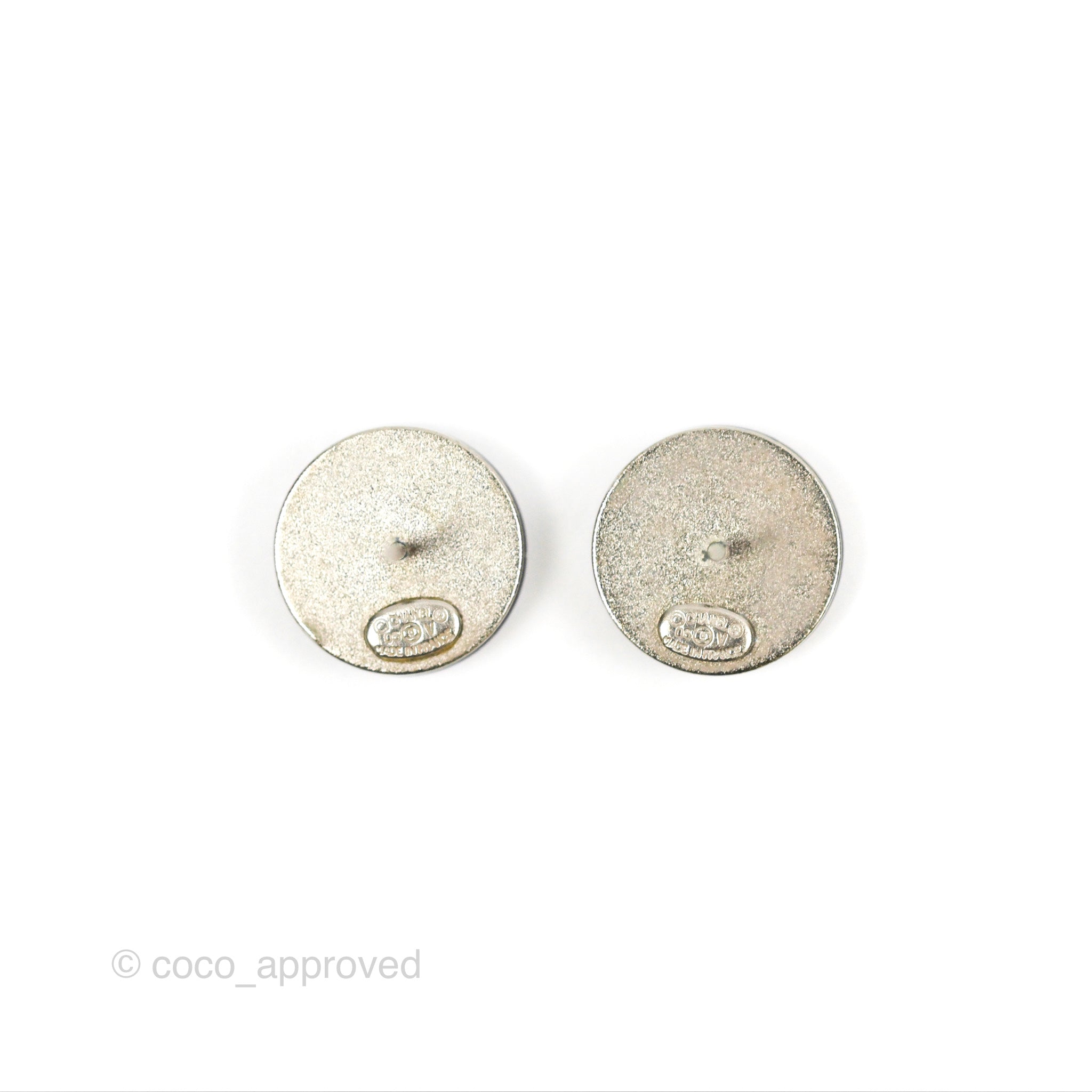 Chanel CC Resin Round Earrings for Women - White & Silver Tone Fashion Jewelry (05V) | Perfect for Parties, Weddings & Everyday Elegance