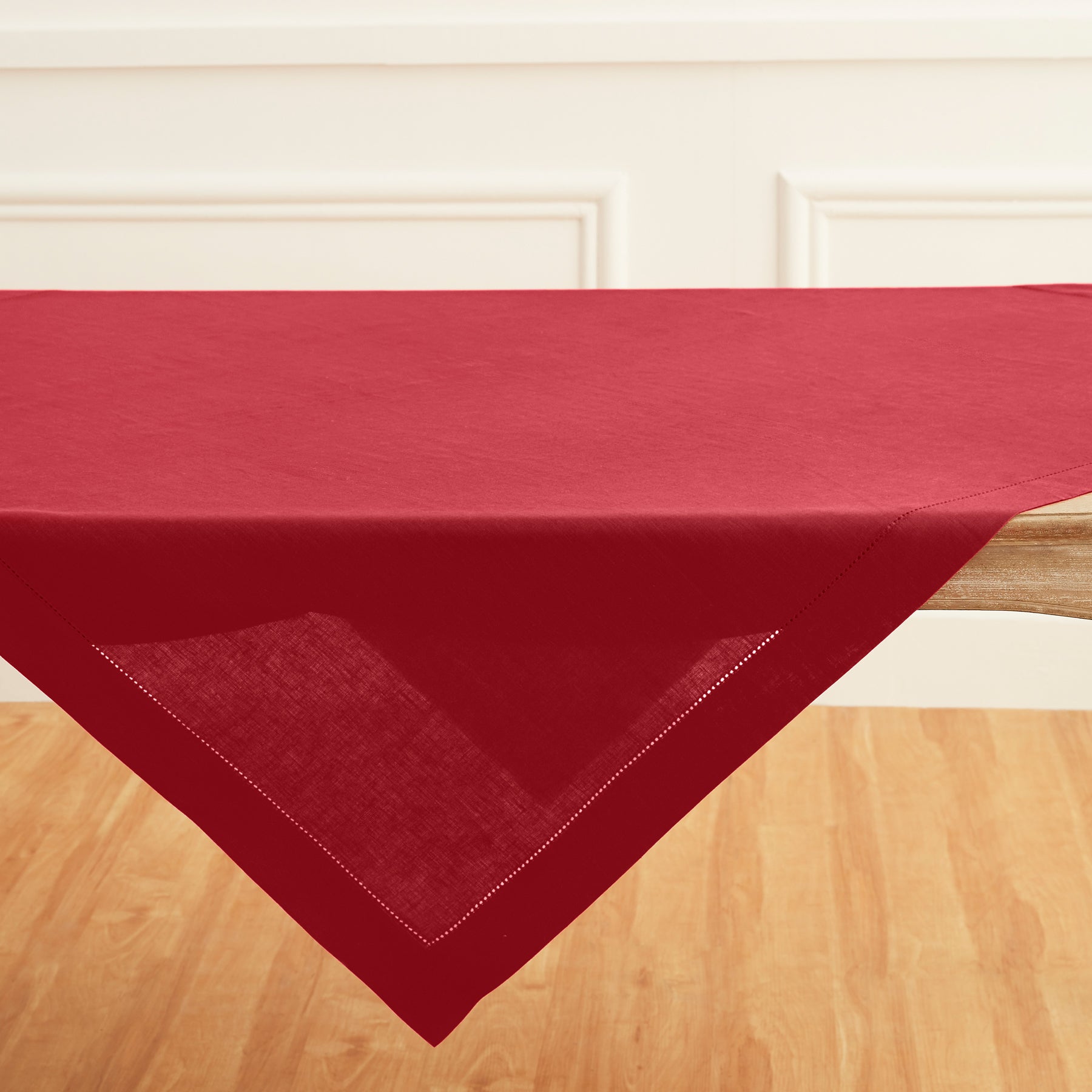 Classic Hemstitch Table Throw - Elegant Linen Table Runner for Dining Room Decor, Wedding & Holiday Table Settings