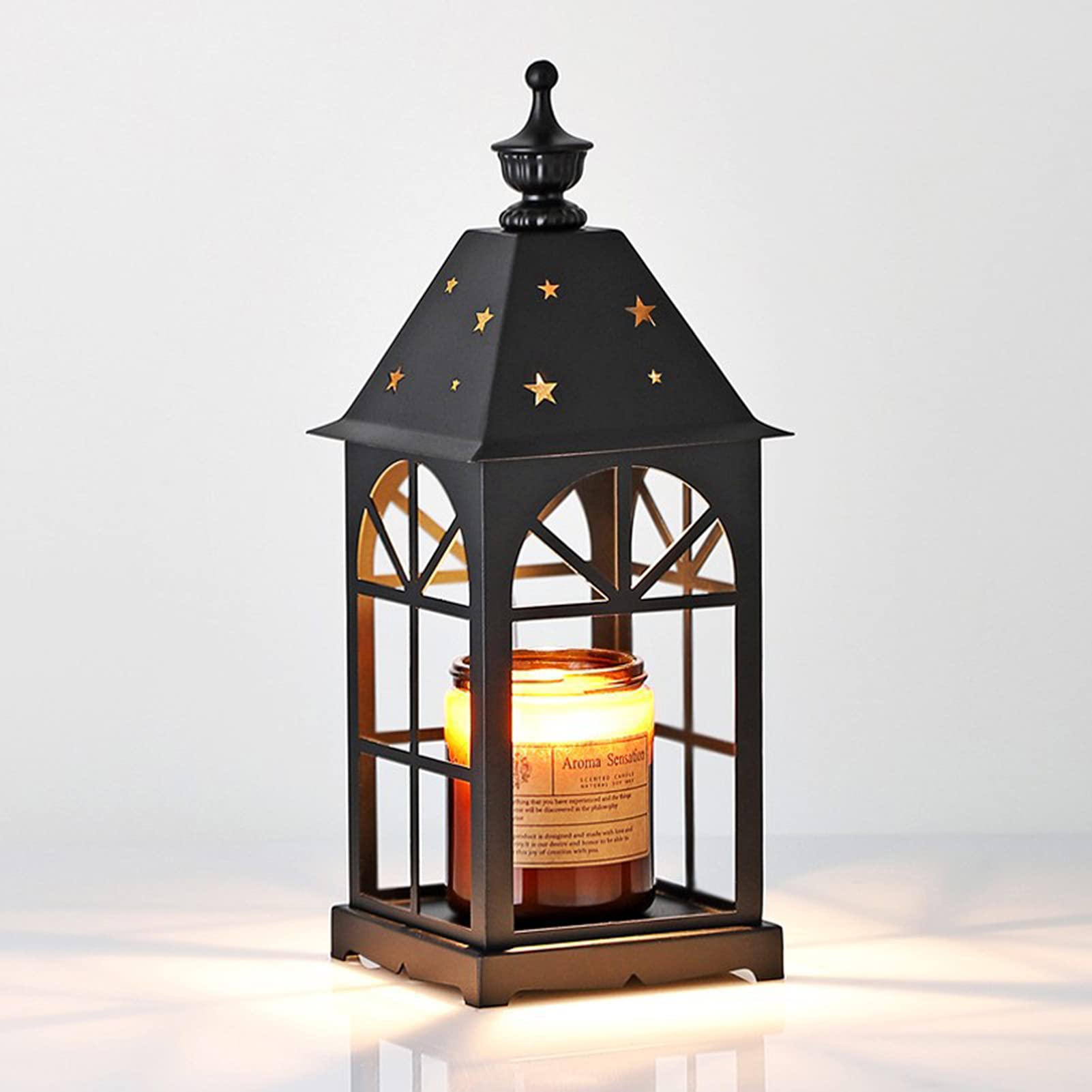 QLIGHA Black Metal Candle Warmer Lamp - Dimmable Electric Wax Melter for Aromatherapy, Bedroom & Office Decor, Night Light - Perfect for Relaxation, Spa Nights & Home Ambiance