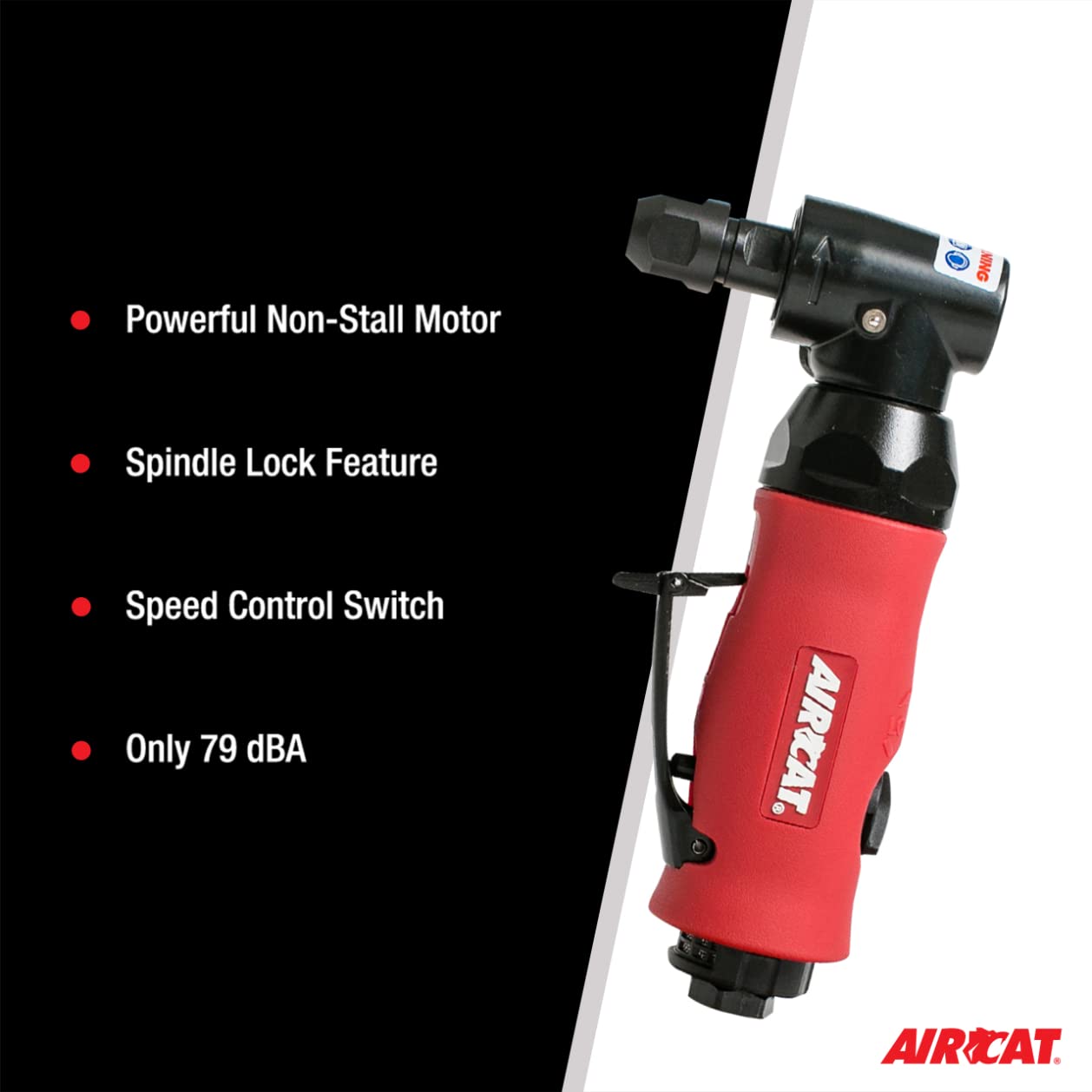 AIRCAT 6280 .75 HP Angle Die Grinder with Spindle Lock - 18,000 RPM Pneumatic Tool for Metal Grinding, Polishing & Automotive Repair - Heavy Duty Air Powered Die Grinder for DIY & Professional Use