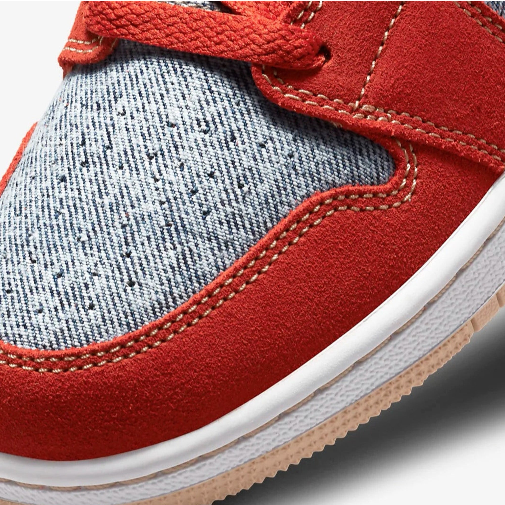 Air Jordan 1 Mid 'Denim Red' GS Sneakers for Girls (2021) - Stylish Basketball Shoes for School, Sports & Casual Wear