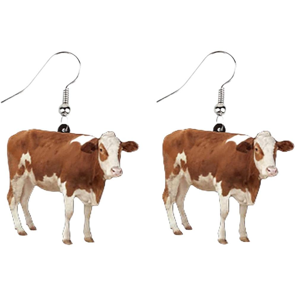 Funny Acrylic Farm Animal Drop Earrings - Cute Hen & Cow Dangle Earrings for Women & Girls | Perfect Farm-Themed Jewelry Gift for Country Lovers, Animal Enthusiasts | Great for Farm Parties, Country Weddings & Everyday Wear