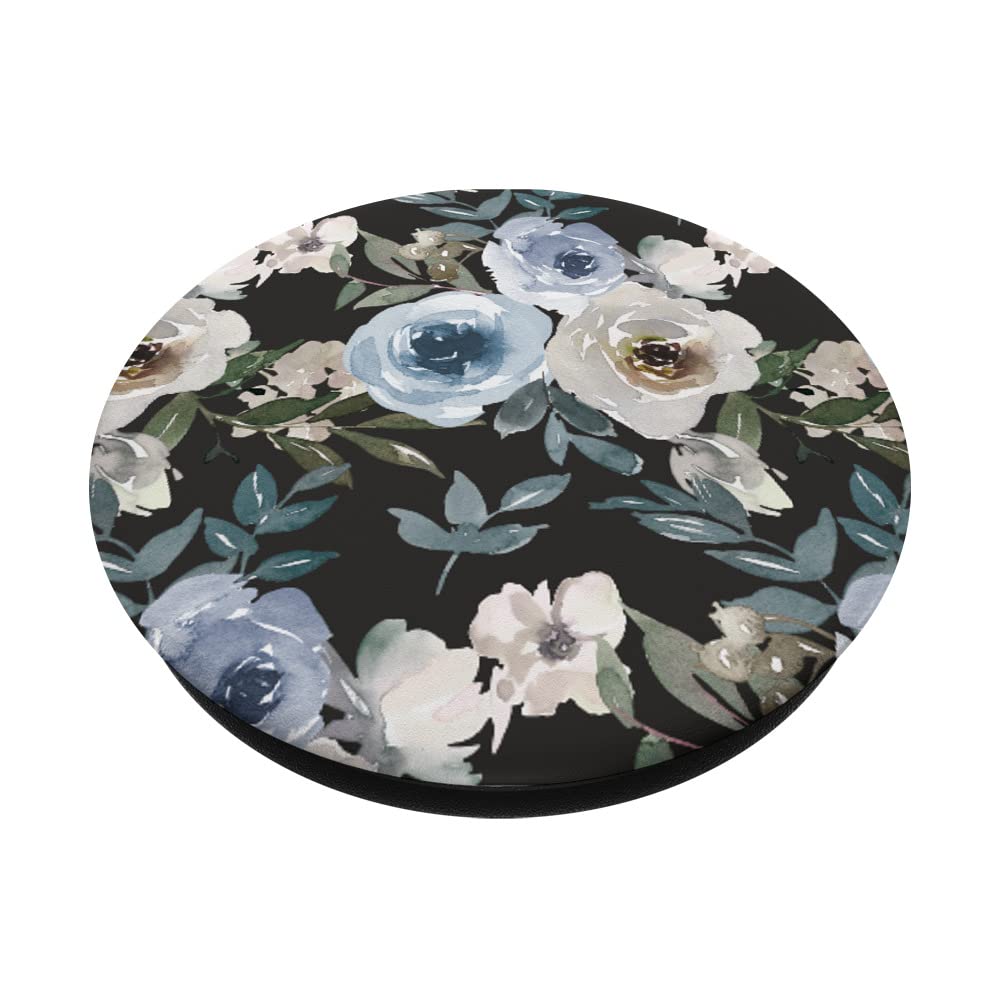 Blue and White Floral Rose PopSockets Swappable PopGrip - Stylish Phone Grip for iPhone, Samsung, and More - Perfect for Everyday Use, Travel, and Selfies