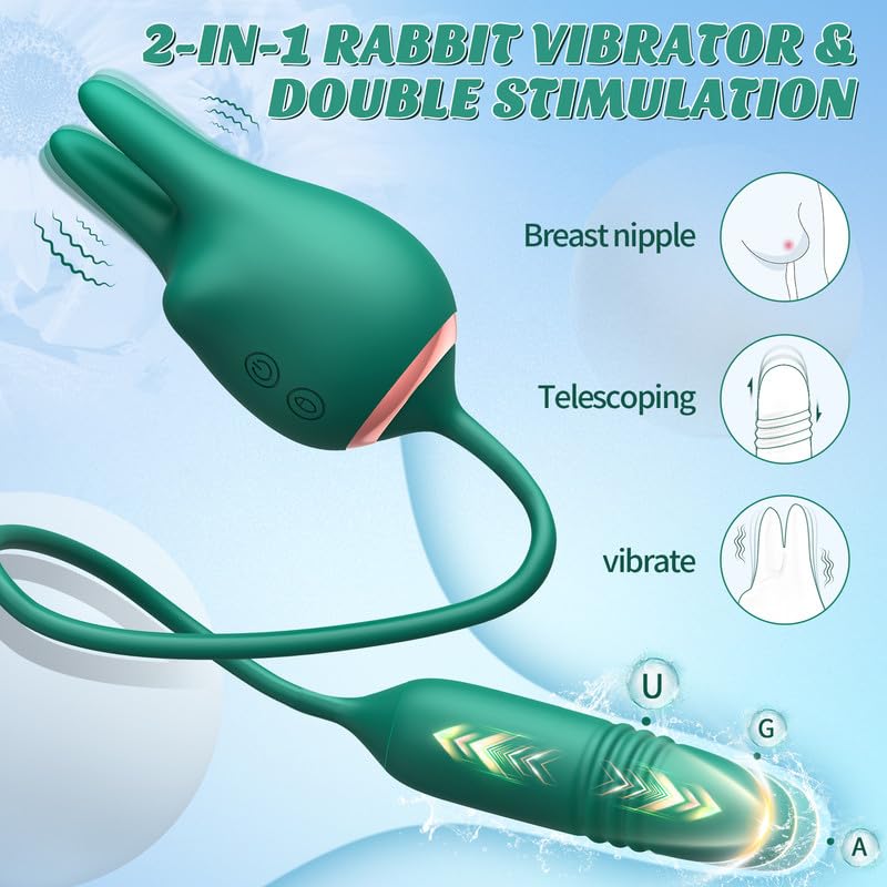 BOMBEX Original 3-in-1 Rabbit Vibrator for Women - G Spot & Clit Stimulator with Thrusting & Vibration, Adult Sex Toy for Couples, Anal & Nipple Stimulation | Perfect for Solo Play & Romantic Nights
