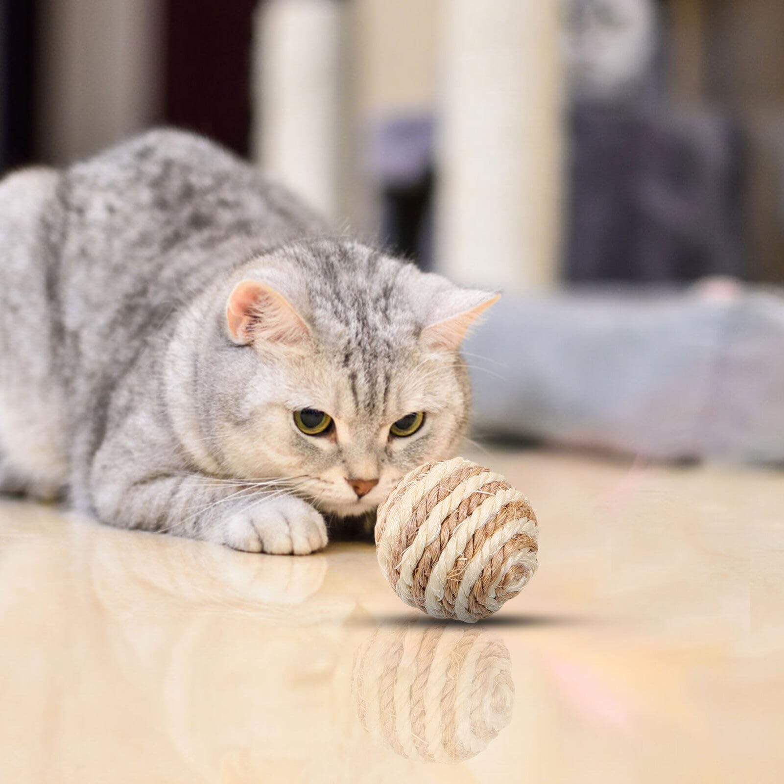 Balacoo 35-Pack Cat Sisal Ball Toys - Interactive Kitten Play, Scratch & Chew Toys with Rattle Sound - Durable Sisal Rope Woven Balls for Indoor Cats - Perfect for Playtime, Training & Exercise