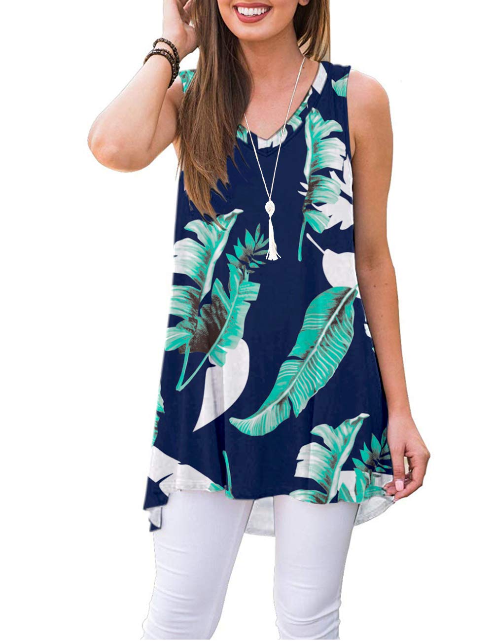 MISFAY Women's Sleeveless V-Neck T-Shirt - Summer Casual Tank Top Blouse for Women - Perfect for Beach, Travel & Everyday Wear