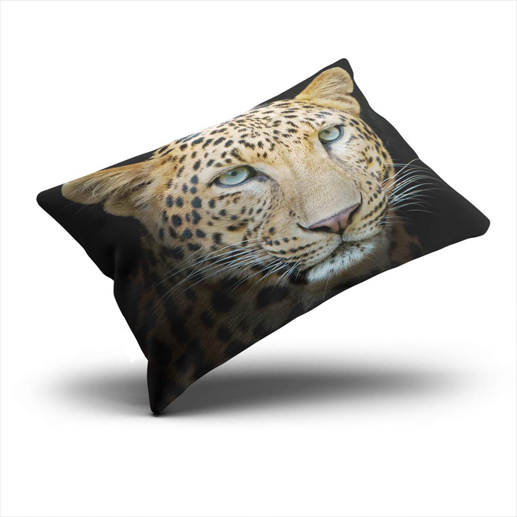 Premium Leopard Print King Size Pillowcase 20x36 Inch - Wildlife Nature Inspired Decorative Throw Pillow Cover for Sofa, Bedroom & Home Decor