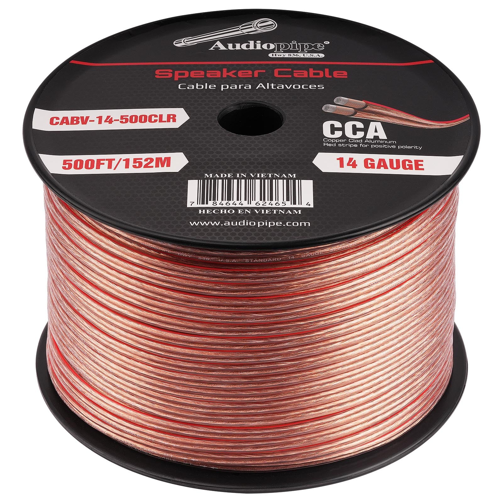 500FT 14AWG Speaker Cable - High Performance Oxygen-Free Copper Wire for Home Theater & Pro Audio Systems (CABV 14 500CLR) - Perfect for Surround Sound, DJ Equipment, and Studio Installations