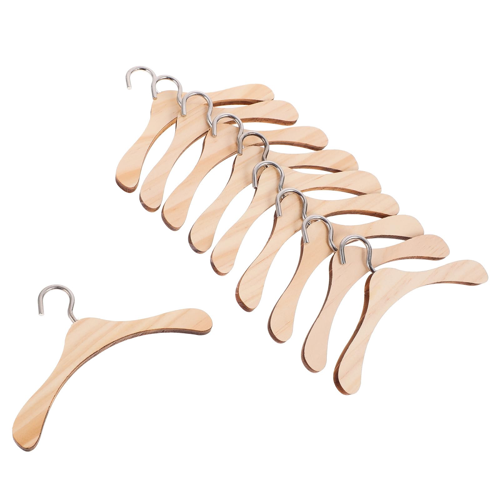 10pcs Mini Wooden Doll Clothes Hangers - 10cm Tiny Hangers for Dollhouse Wardrobe, Doll Closet Accessories - Perfect for Barbie, American Girl & DIY Doll Clothes Organization