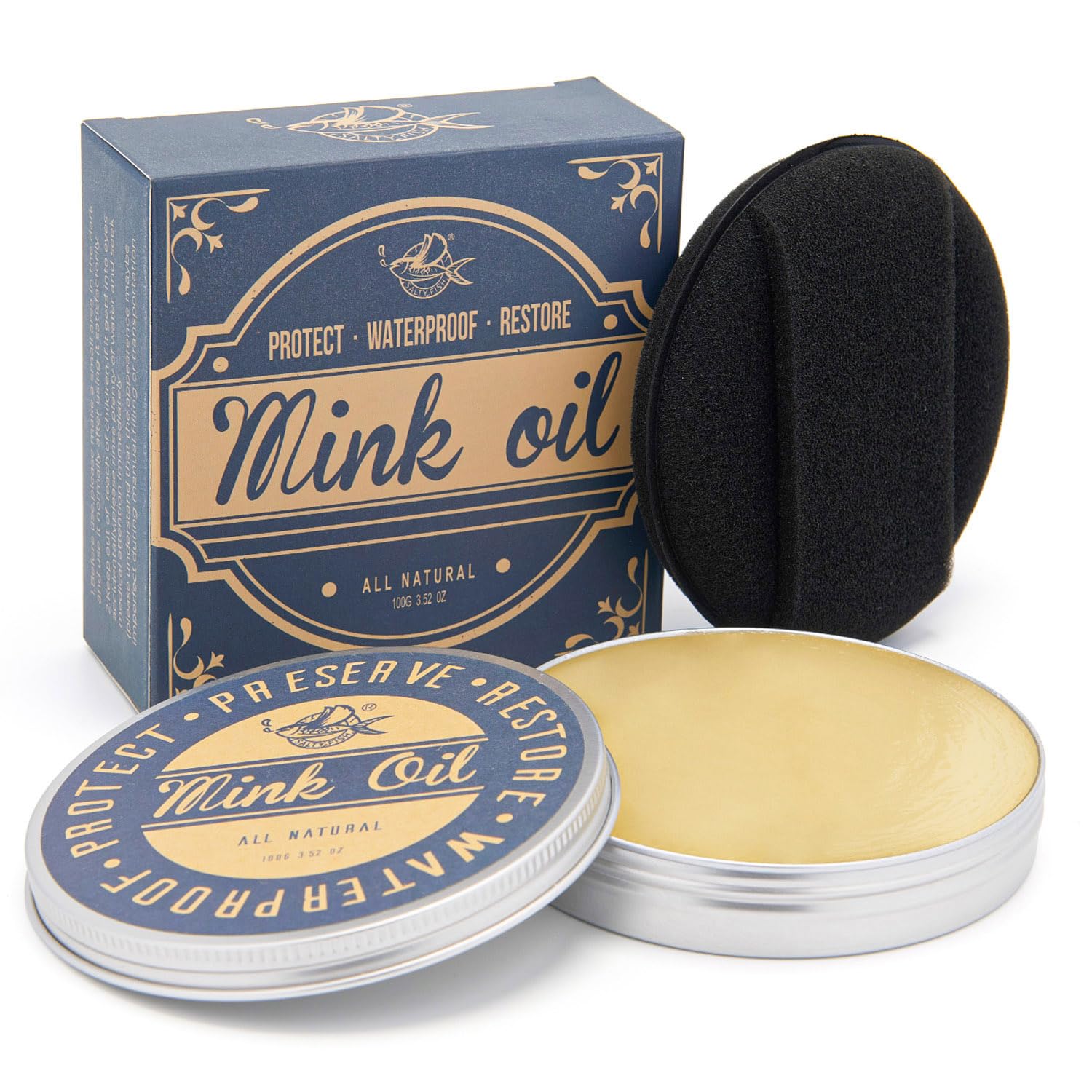 Premium Mink Oil for Leather Boots - Leather Conditioner, Cleaner & Waterproofing Treatment - Softens, Restores & Protects Boots, Shoes & Bags - Ideal for Hiking, Work & Winter Wear