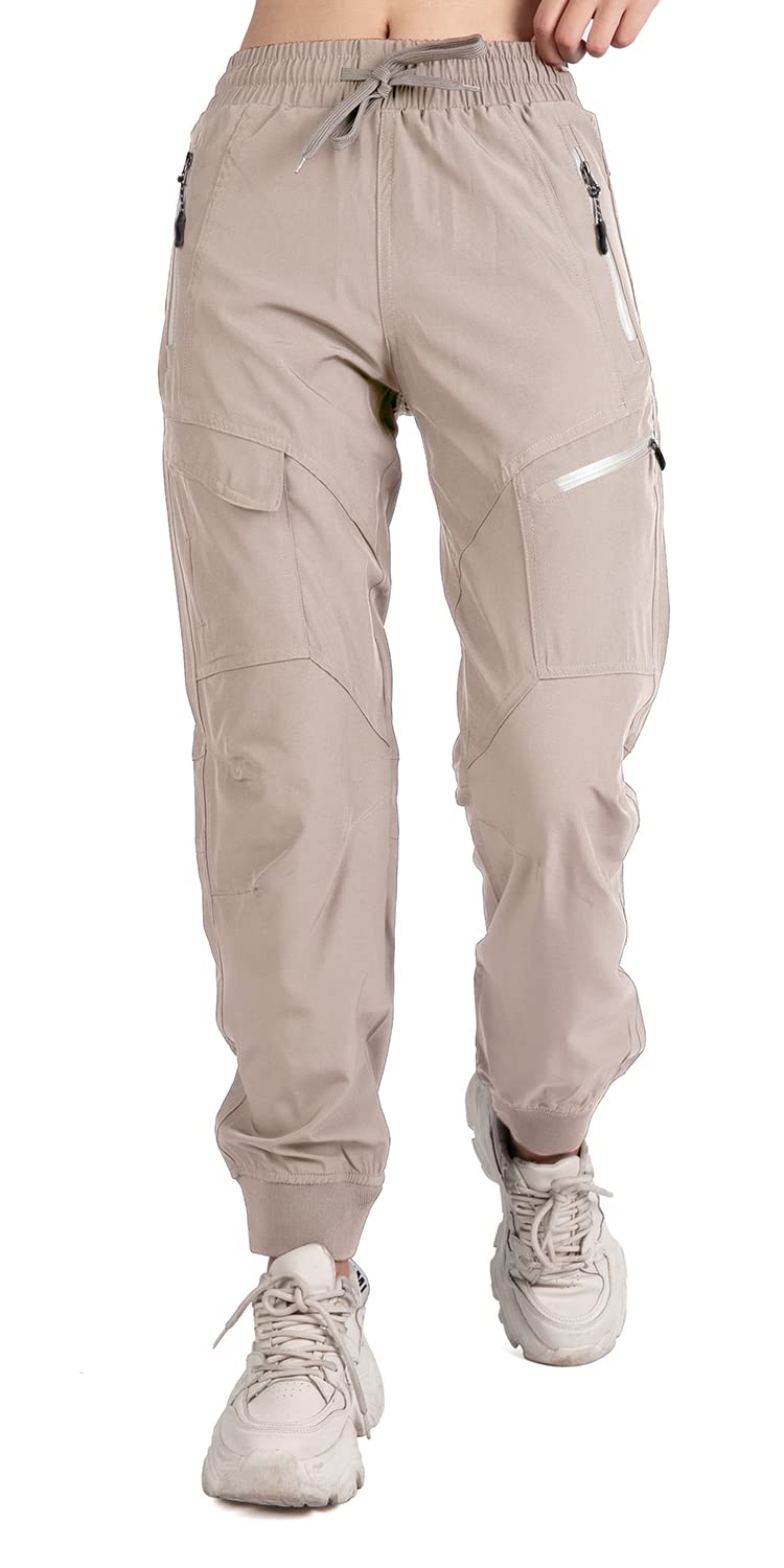Women's Lightweight Cargo Jogger Pants - Athletic Workout Hiking Travel Pants with Quick-Dry Fabric - Perfect for Gym, Outdoor Adventures & Casual Wear