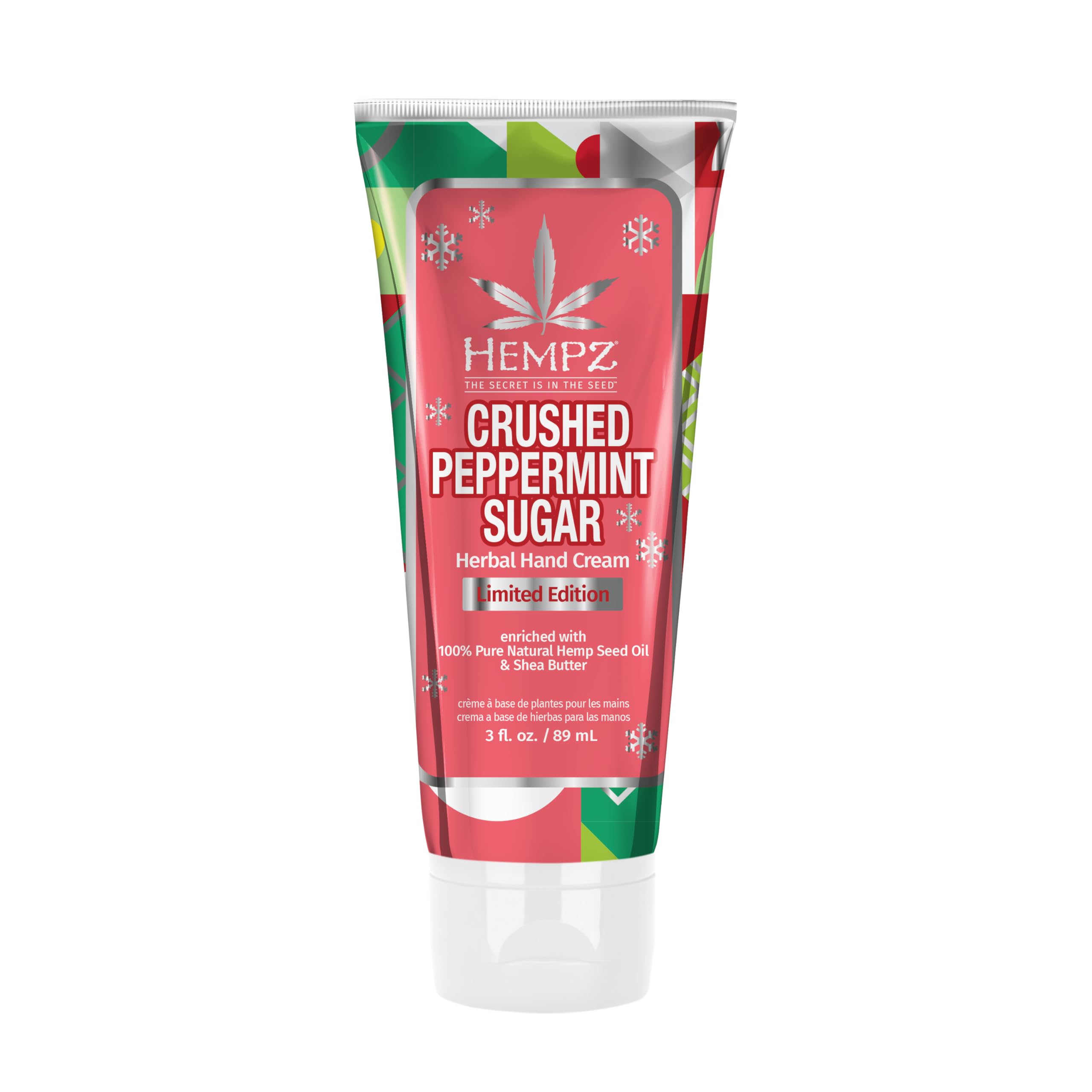 Hempz Crushed Peppermint Sugar Hydrating Hand Cream - Travel Size 3 oz | Moisturizing Hand Lotion for Dry Skin | Perfect Holiday Gift for Men & Women | Great for Office, Travel & Winter Care