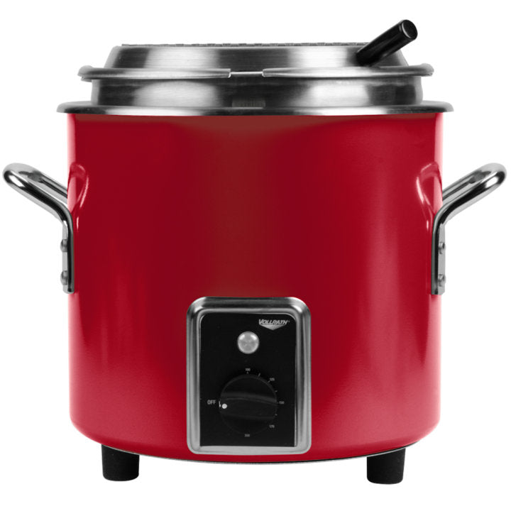 Vollrath Retro 11 Quart Stainless Steel Soup Warmer with Lid - Commercial Grade Food Warmer for Restaurants, Catering & Buffets (Red, Model 7217255) - Perfect for Keeping Soups, Stews & Chili Hot at Events