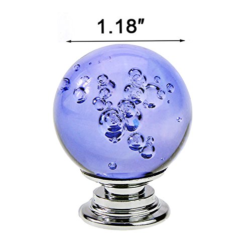 2PCS 30MM Purple Bubbles Glass Crystal Cabinet Knobs - Decorative Drawer & Wardrobe Pull Handles for Dresser, Cupboard, and Closet (Home & Office Use)