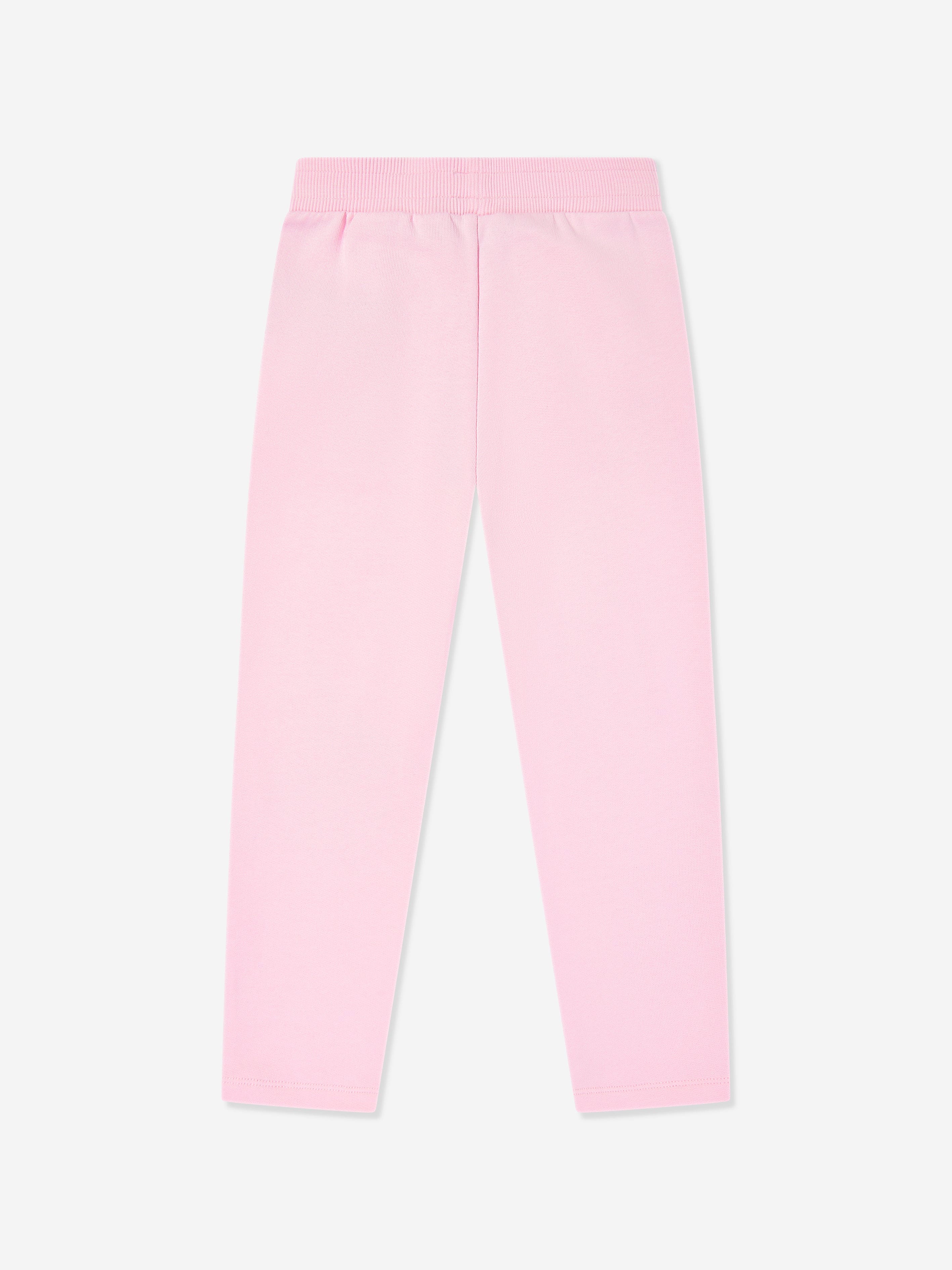 Balmain Girls Pink Logo Button Joggers - Stylish Cotton Sweatpants for School, Playdates & Casual Outings