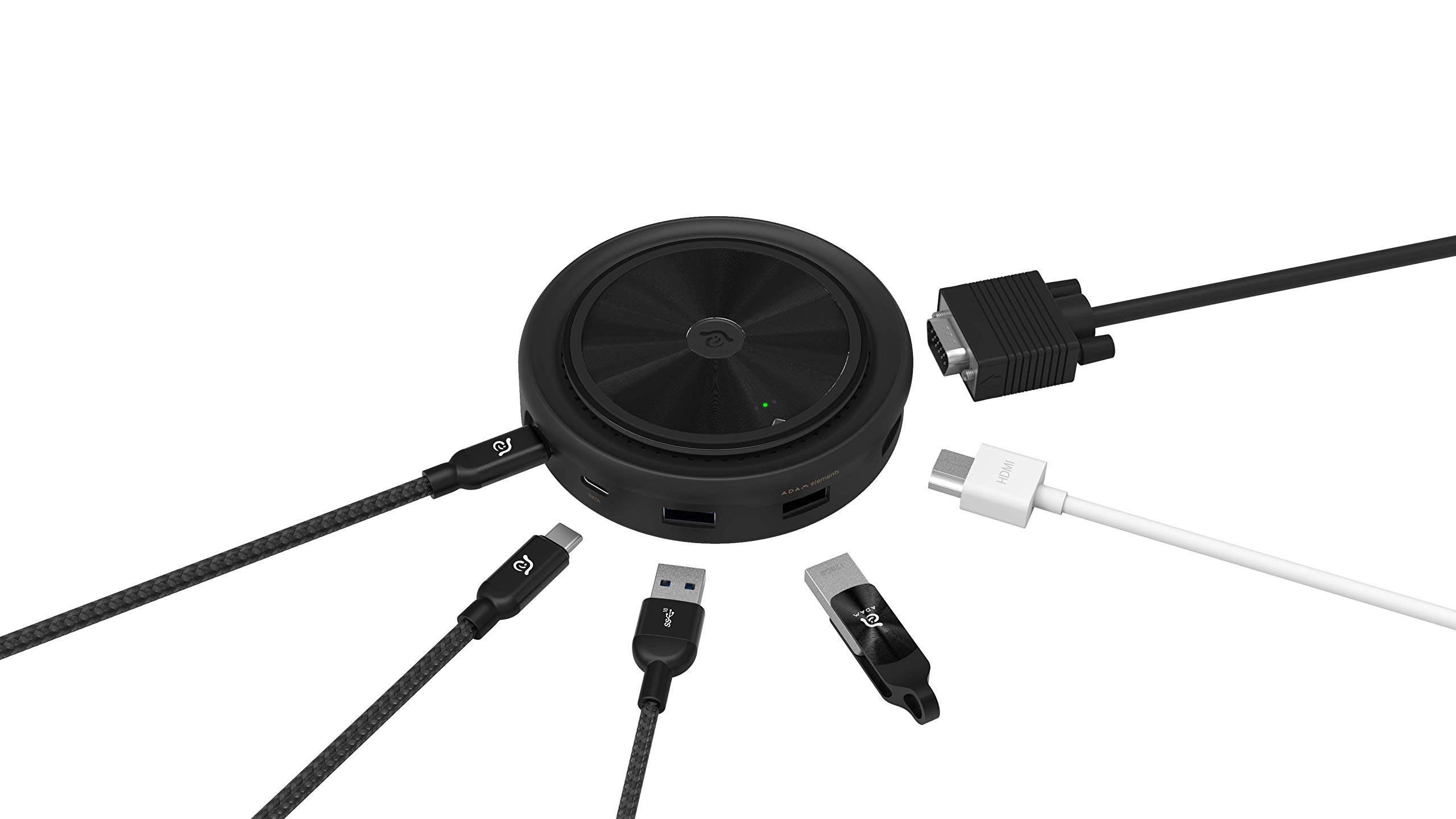 ADAM Elements USB C Hub with Detachable Wireless Charger - 7-in-1 Multiport Adapter with HDMI/VGA, USB-C PD Fast Charging, USB 3.1 Ports - Compatible with MacBook Pro, iPad Pro, iPhone, Samsung Galaxy - Perfect for Home Office, Travel & Conference Presentations