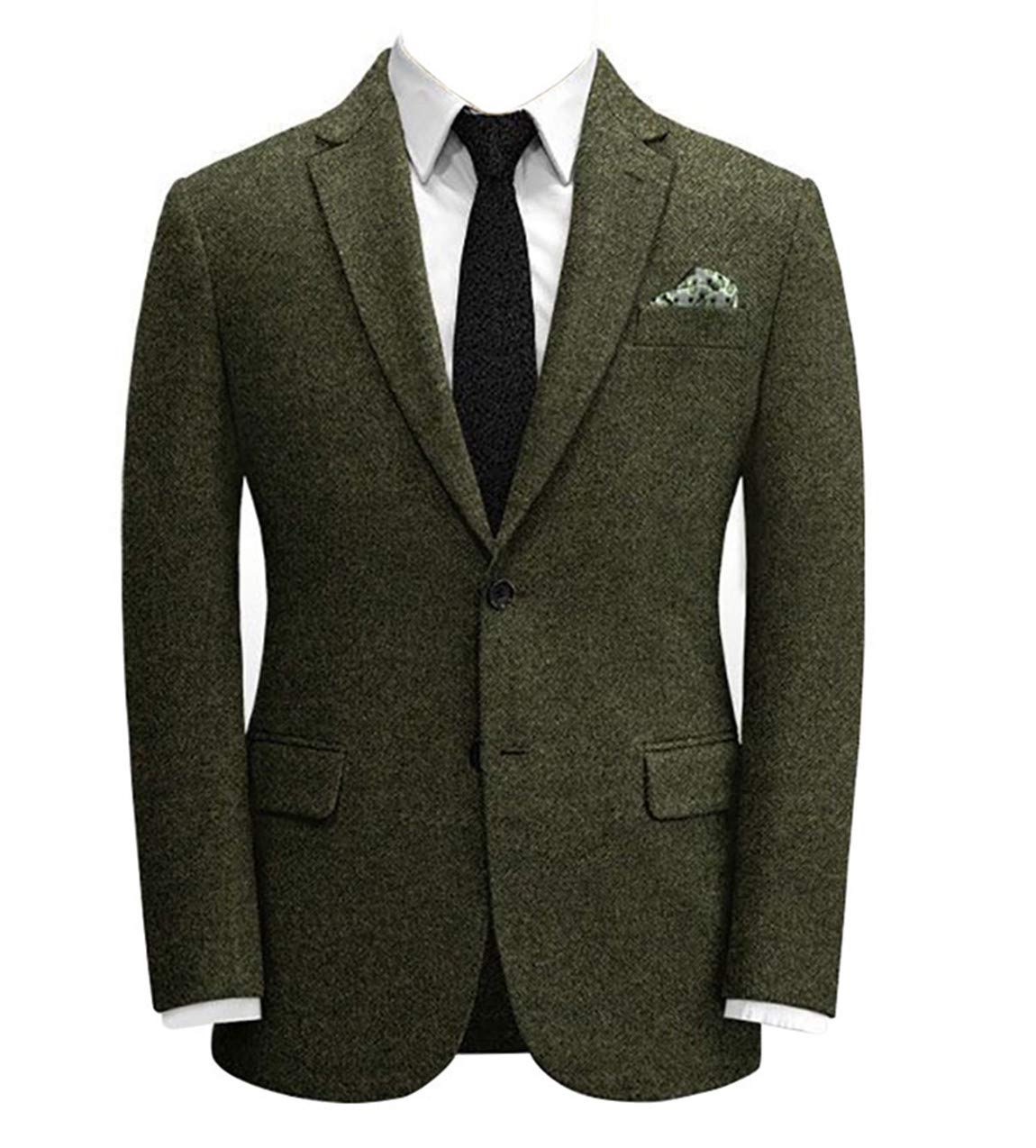 Men's Classic Olive Green Tweed Wool 3-Piece Suit Set - Vintage Wedding Groom Jacket, Vest & Pants - Perfect for Formal Events, Business Attire & Special Occasions
