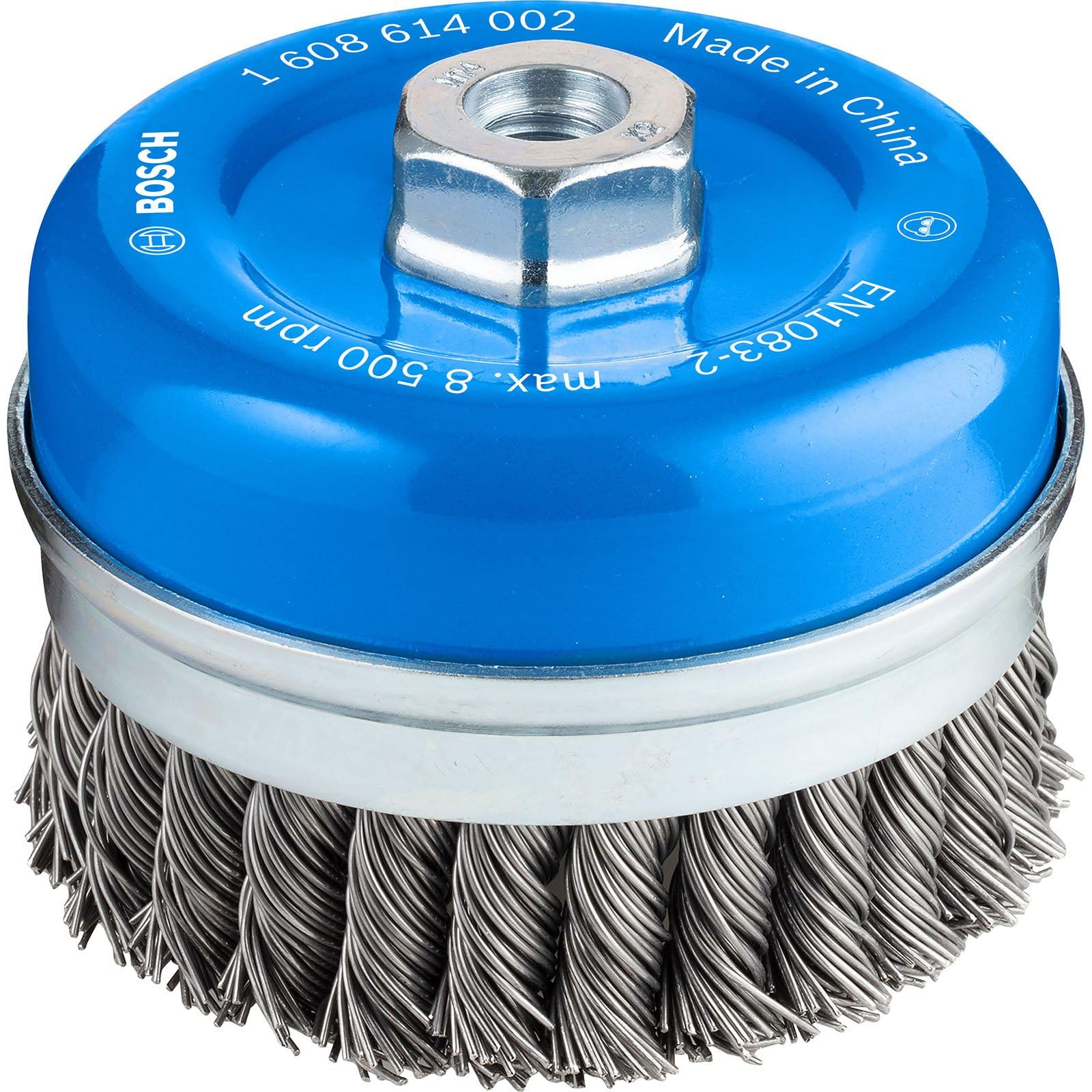 Bosch Professional 1608614002 Wire Cup Brush - 3 Inch Crimped Wire Wheel with 1/4 Inch Hex Shank for Rust Removal & Surface Cleaning | Ideal for Metalworking, Woodworking & Automotive Applications