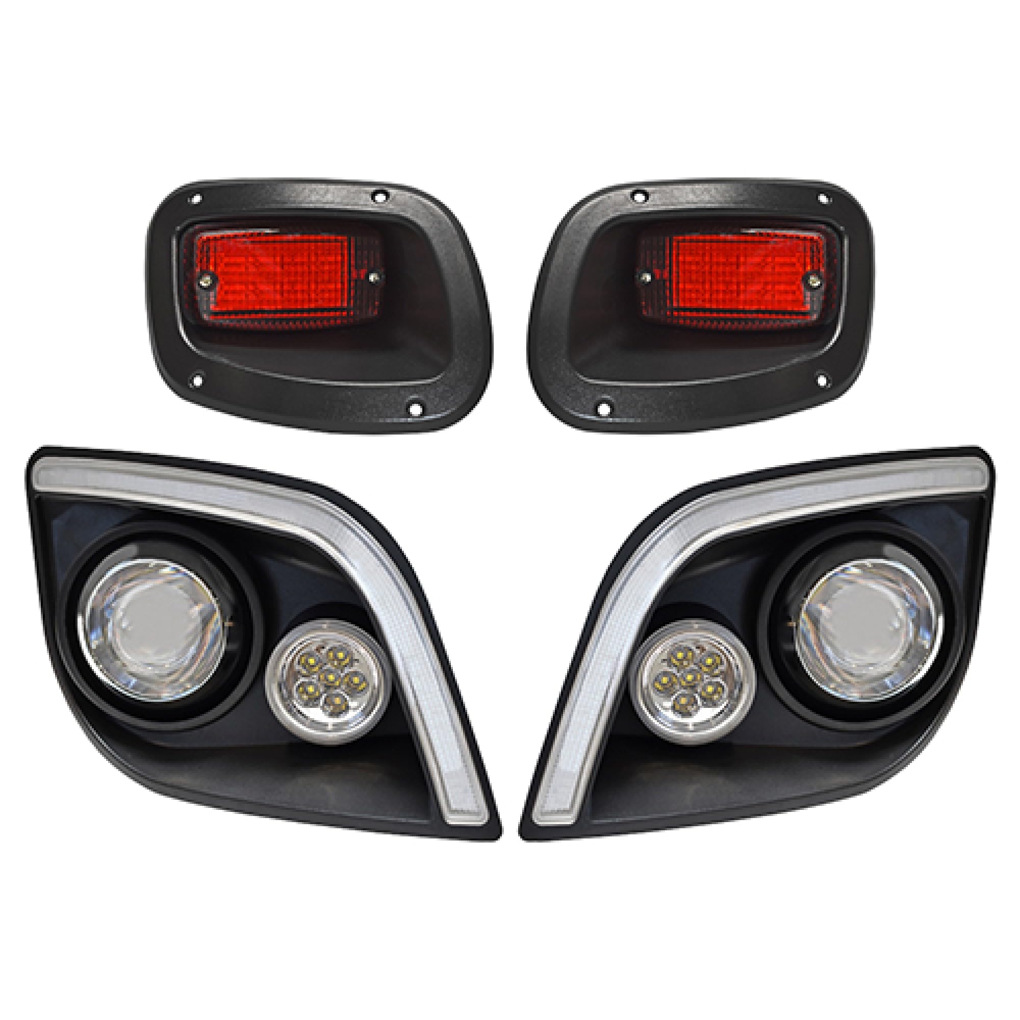 Red Hawk LGT-402L LED Light Kit - Compatible with E-Z-GO Express Golf Carts (12V-48V), Easy Plug & Play Harness - Perfect for Night Driving & Enhanced Safety on Golf Courses