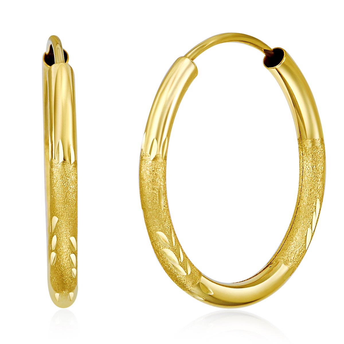 14K Yellow Gold 2mm Thin Endless Hoop Earrings - 8 Sizes (8mm-30mm) for Women, Minimalist Everyday Jewelry, Perfect for Work, Date Night & Gifts