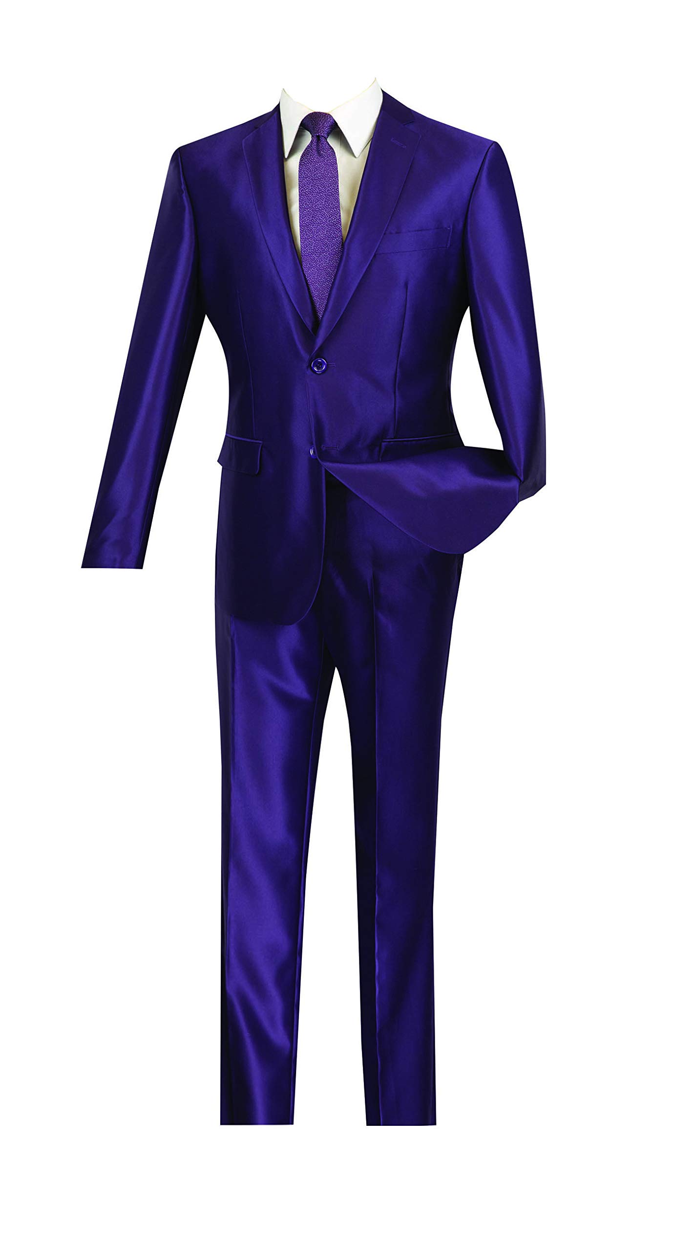 Vinci Men's Slim Fit 2 Button Single Breasted Shark Skin Suit - Formal Business Attire for Weddings, Office & Special Occasions (S2RK-5)