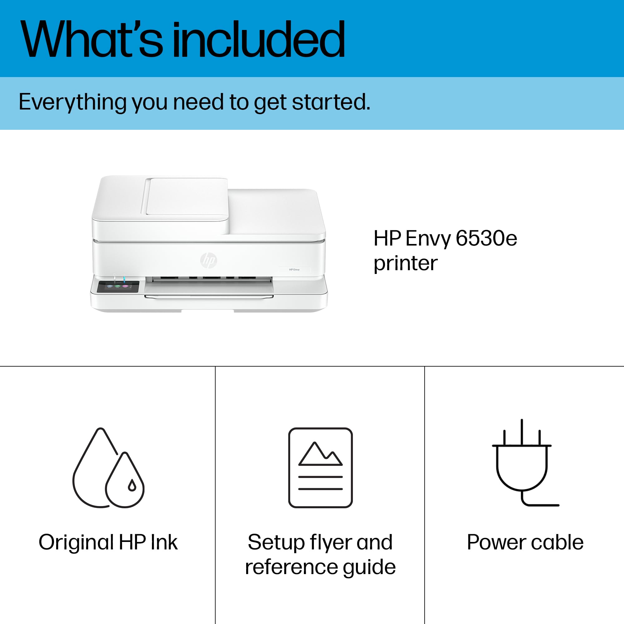 HP Envy 6530e Wireless All-in-One Color Printer with Auto 2-Sided Printing | Print, Scan, Copy | 3 Months Instant Ink Included | Automatic Document Feeder | Home & Office Use | Perfect for Documents, Photos, School Projects & Small Business Needs