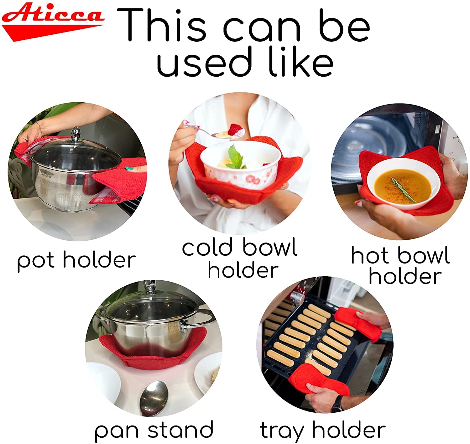 Microwave Bowl Holders Set of 2 - Heat Resistant Black & Gray Pot Holders for Hot Dishes - Perfect for Cooking, Serving, and Microwave Use