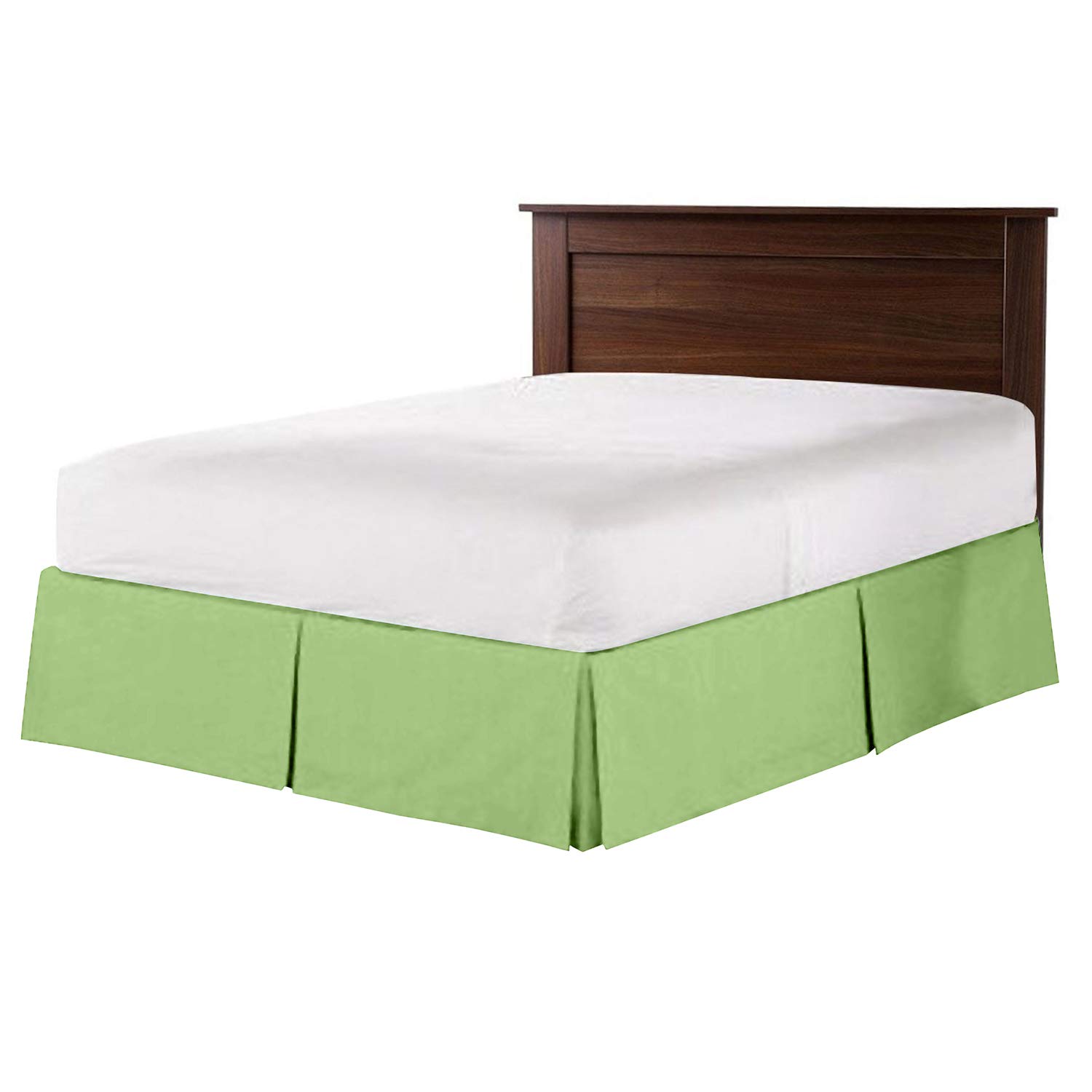 Luxury 100% Egyptian Cotton 800 TC Box Pleated Bedskirt - Twin Size Split Corner Dust Ruffle with 14 Inch Drop - Sage Green - Perfect for Guest Rooms, Master Bedrooms & Hotel Decor