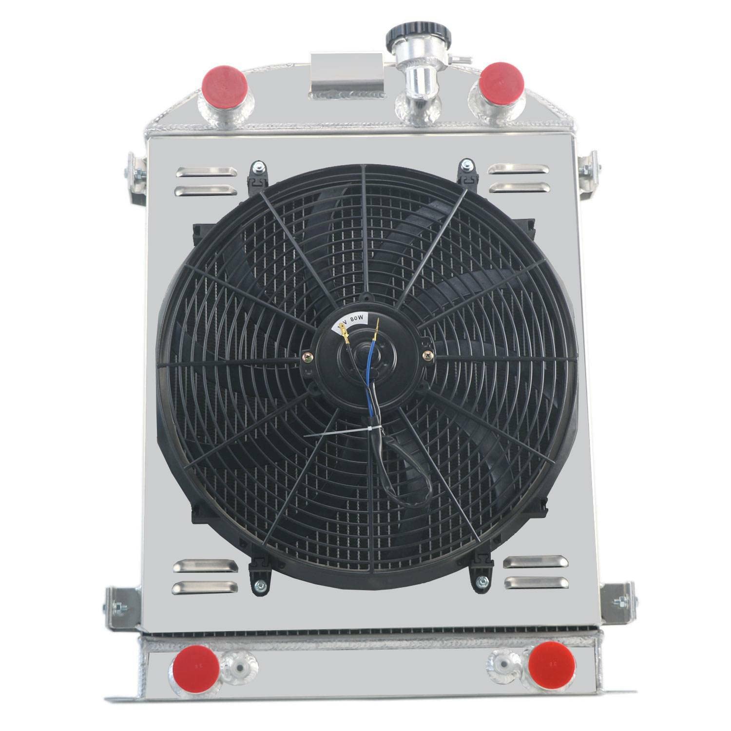 3 Row Aluminum Radiator with Shroud & Fan Kit - Compatible with 1932 Ford Flathead V8 Engine (Stock Height) - Perfect for Classic Car Restoration & Hot Rod Upgrades