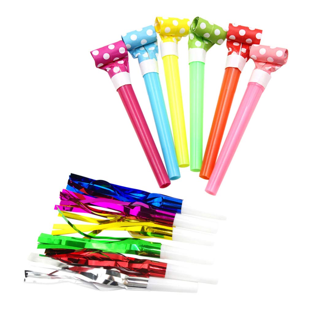 Amosfun 62pcs Christmas Party Favor Bags - Happy Birthday Banner, Airplane Toys, Blowout Whistles, Mushroom Cupcake Toppers & Noise Makers for Kids Birthday Celebrations, Christmas Stocking Stuffers & Classroom Party Favors